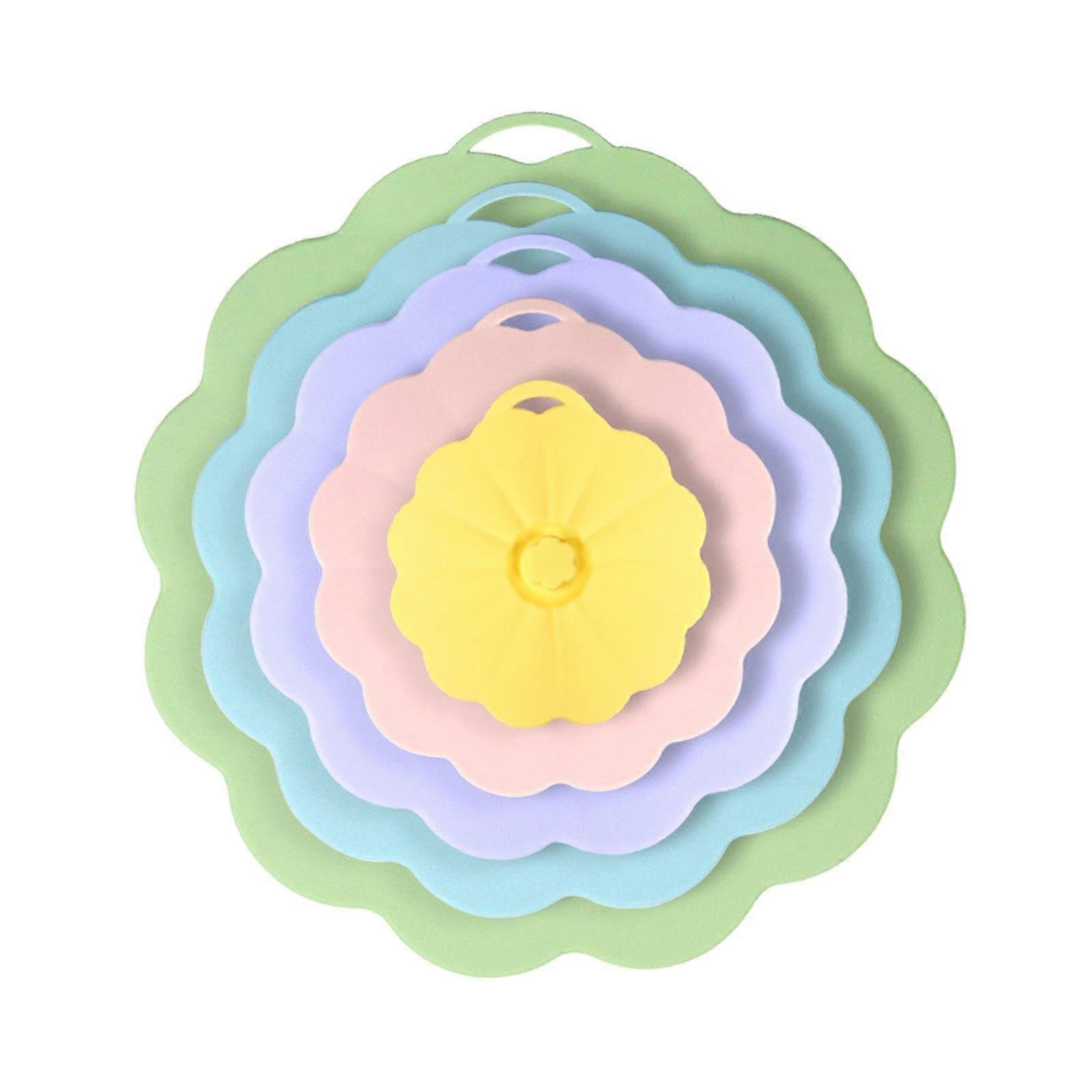 Silicone Lids 5-Piece Set Microwave Splatter Cover, Leakproof, Reusable Suction Sealing Lids For Fridge Bowls, Multicolor