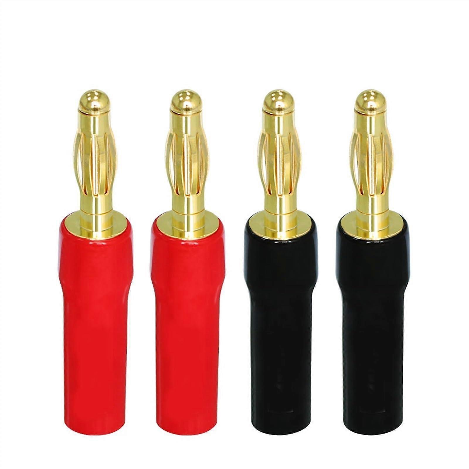Banana Plugs for Speaker Wire 24K Gold Plated Insulated Spring-Loaded Connectors for Audio Terminals Bent Needle Design