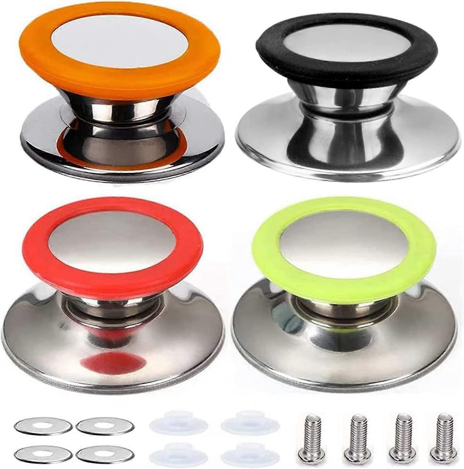 Universal Replacement Knobs,Red,Green,Black,OrangeSaucepan Lid Knobs, Lid Knobs, Kitchen Utensil Replacement Universal Knobs, for Most Pot Lid Replace