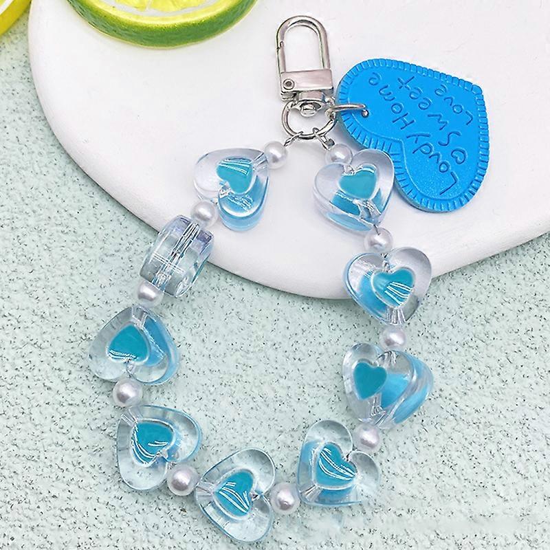 Crystal Love Heart Lanyard Anti-Lost Bracelet For Mobile Phone Case Wrist Strap Car Keychain Cute Phone Charm