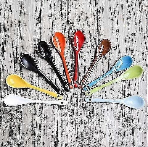 5 "ملاعق شوربة سيراميك ملاعق بورسلين للقهوة، شاي، طقم من 8 قطع (ألوان متنوعة)