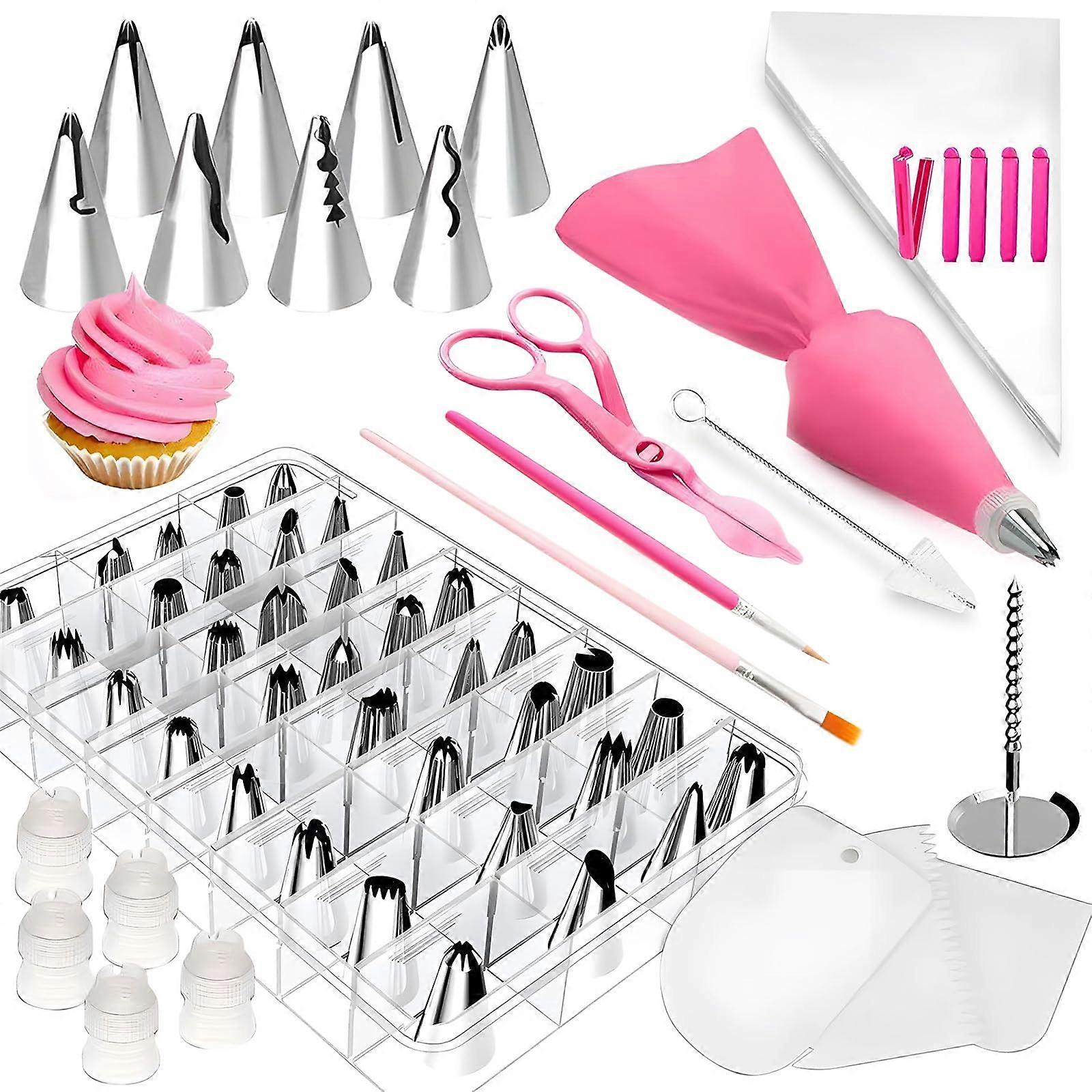 Cake Decoration Tips Set 48 Piping Tips with Ice Pipe Bags and Ends for Decorating Cookies and Cakes