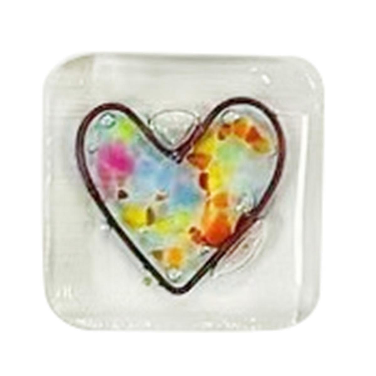 Pocket Token Glass Heart Card Keepsake Gift-Heart Keepsake Multicolor