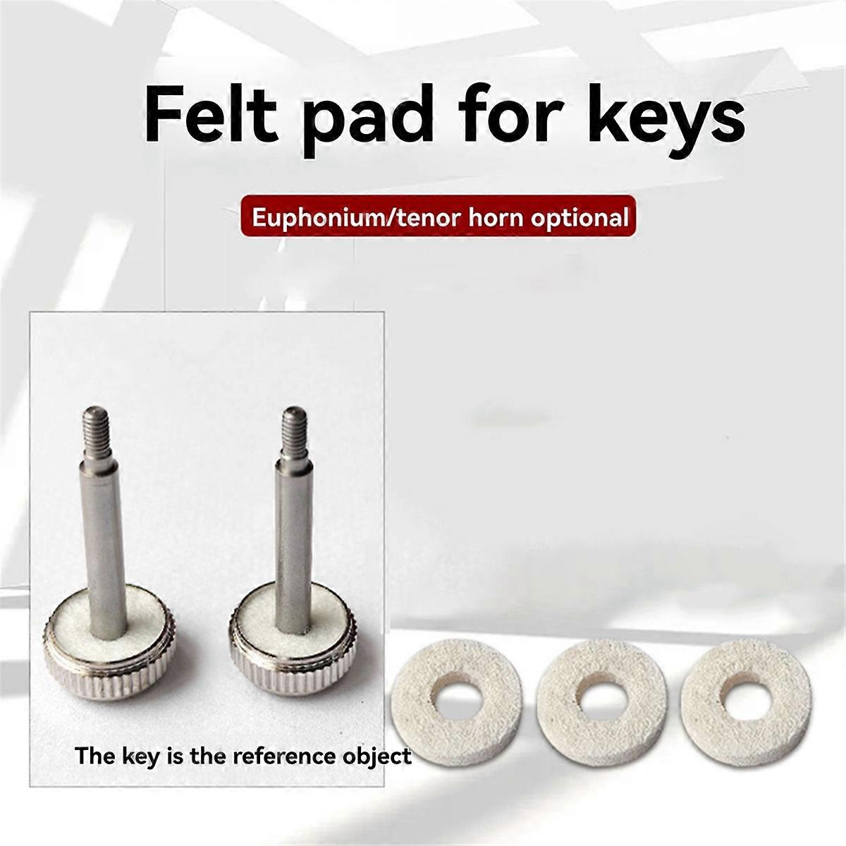 100 Pcs Euphonium Felt Washers Pad Cushion Brass Top Cap Felt Pads