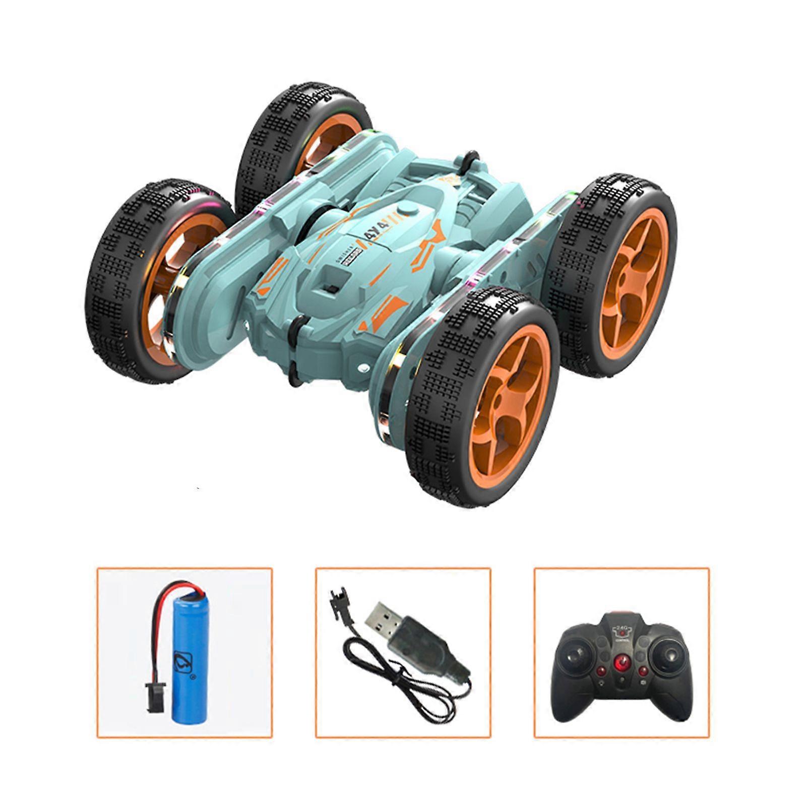 JC07 Remote Control Car Double-Sided 2.4G Remote Control Stunt Car 4WD Car Toy with Built-In Music Cool 3D Light for Kids Adults