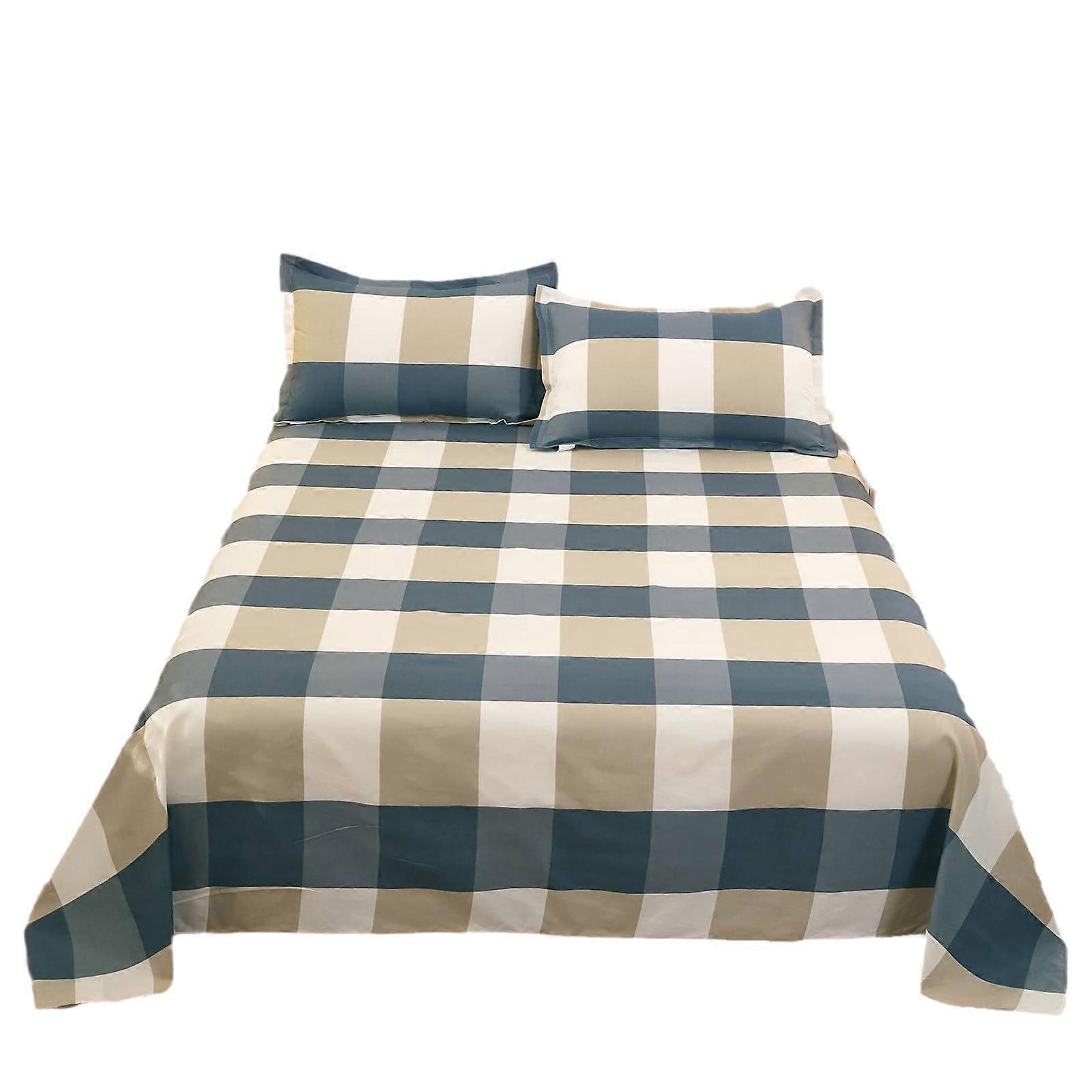 Four Seasons Bedding Sheet Bedspread Set, Including 2 Pillowcases, 3-piece Sheet Set - Plaid Western Style 1.6*2.3 Sheet + Pillowcase 48*74 Pair
