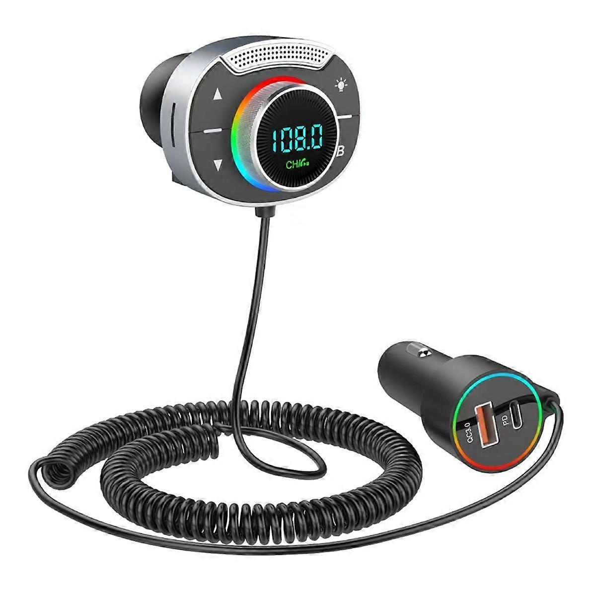 Car Bluetooth 5.0 FM Transmitter PD 30W QC3.0 Fast Charger Wireless Handsfree Audio Receiver MP3 Music Player