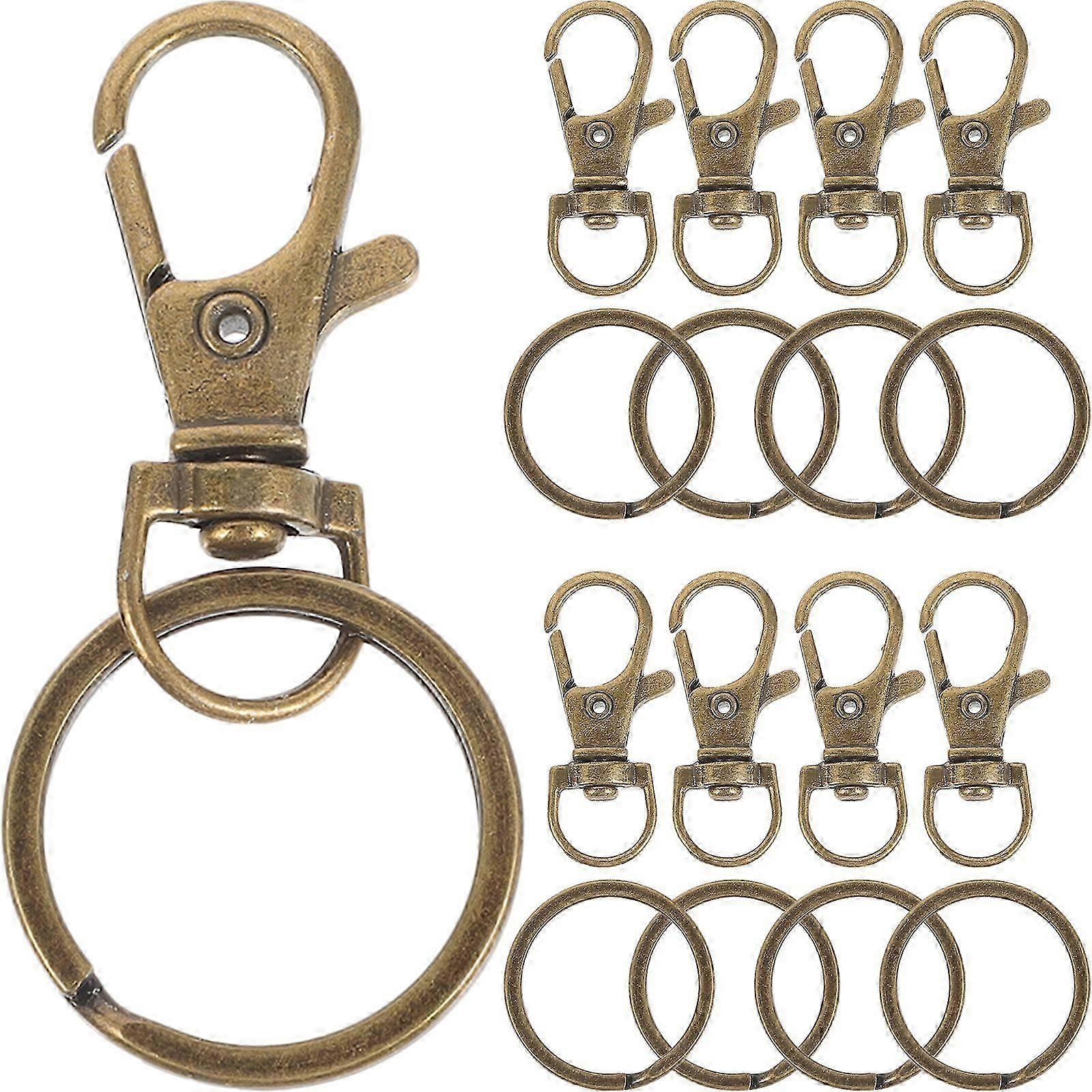 60pcs Bag Buckle Metal Key Rings DIY Keychain Accessories Zinc Alloy Keyring Buckle (Bronze) BZSM