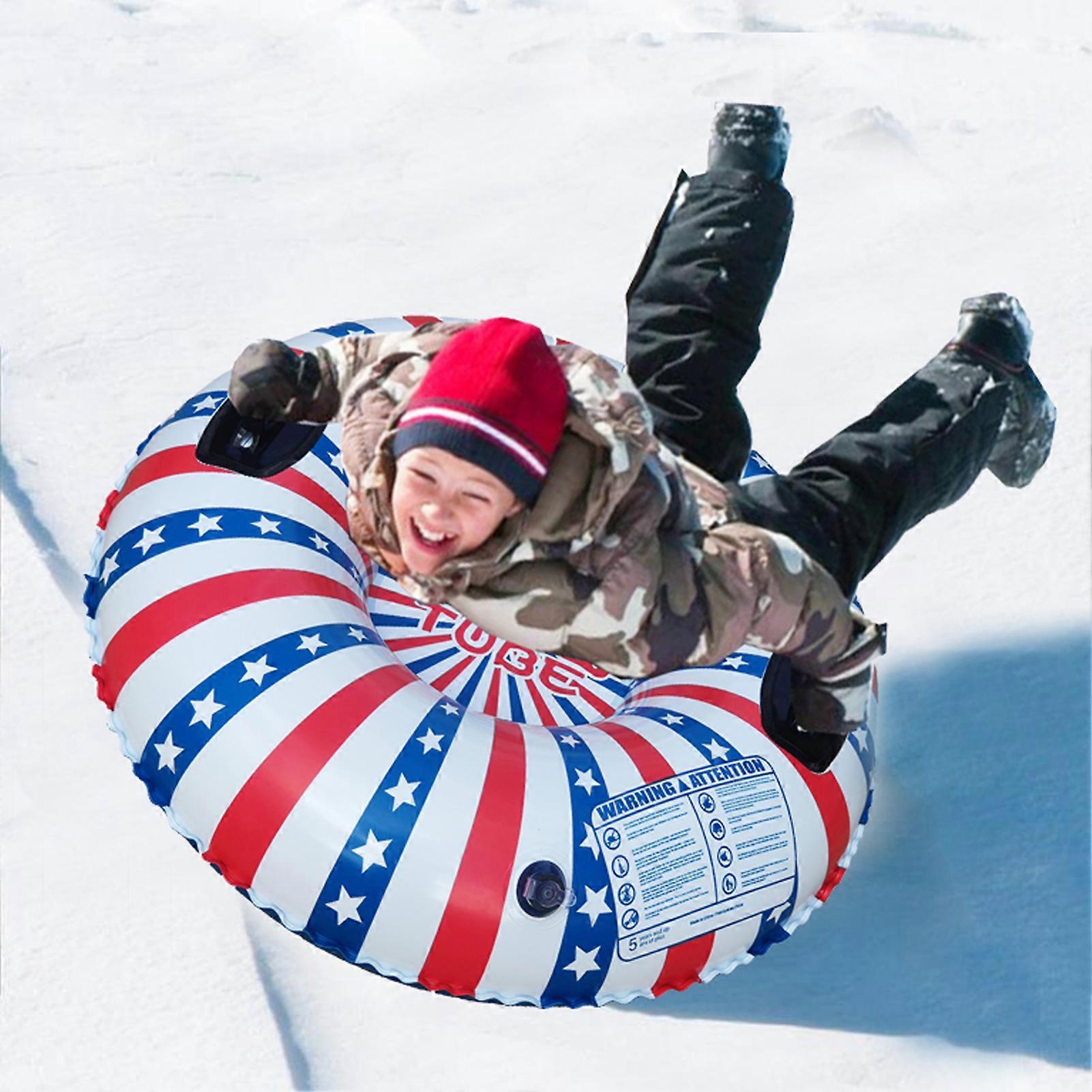 Inflatable Ski Ring PVC Sledding Tube Thicken Snow Tubing Winter Snow Tube with Handle
