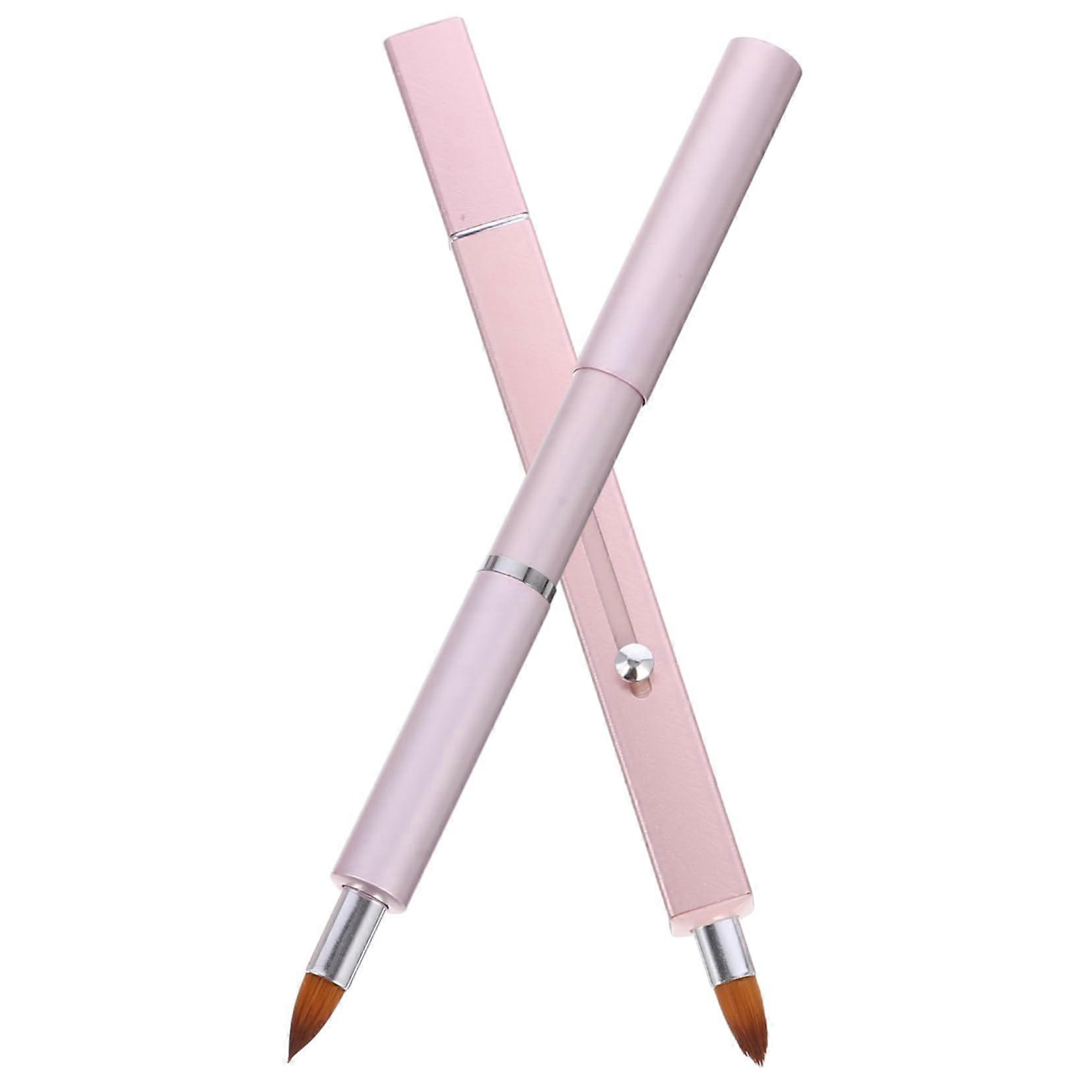 Ergonomic Handle Lip Brush Set 2pcs Retractable Lipstick Applicator and Lip Gloss Tool for Women's Makeup