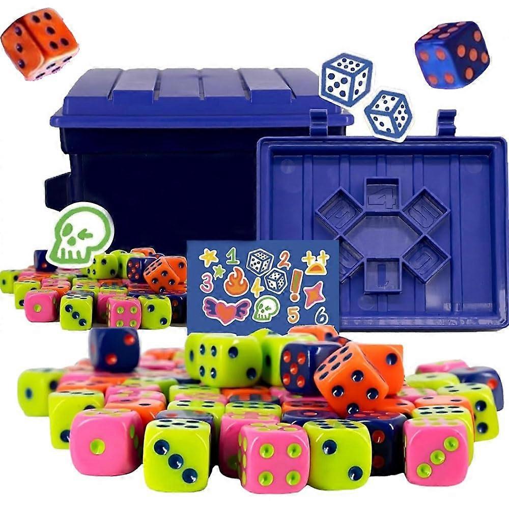 Quick-Paced Family Dice Game with 80 Colorful Dice and Graffiti Sticker Pack for 2-6 Players, Interactive Party Game