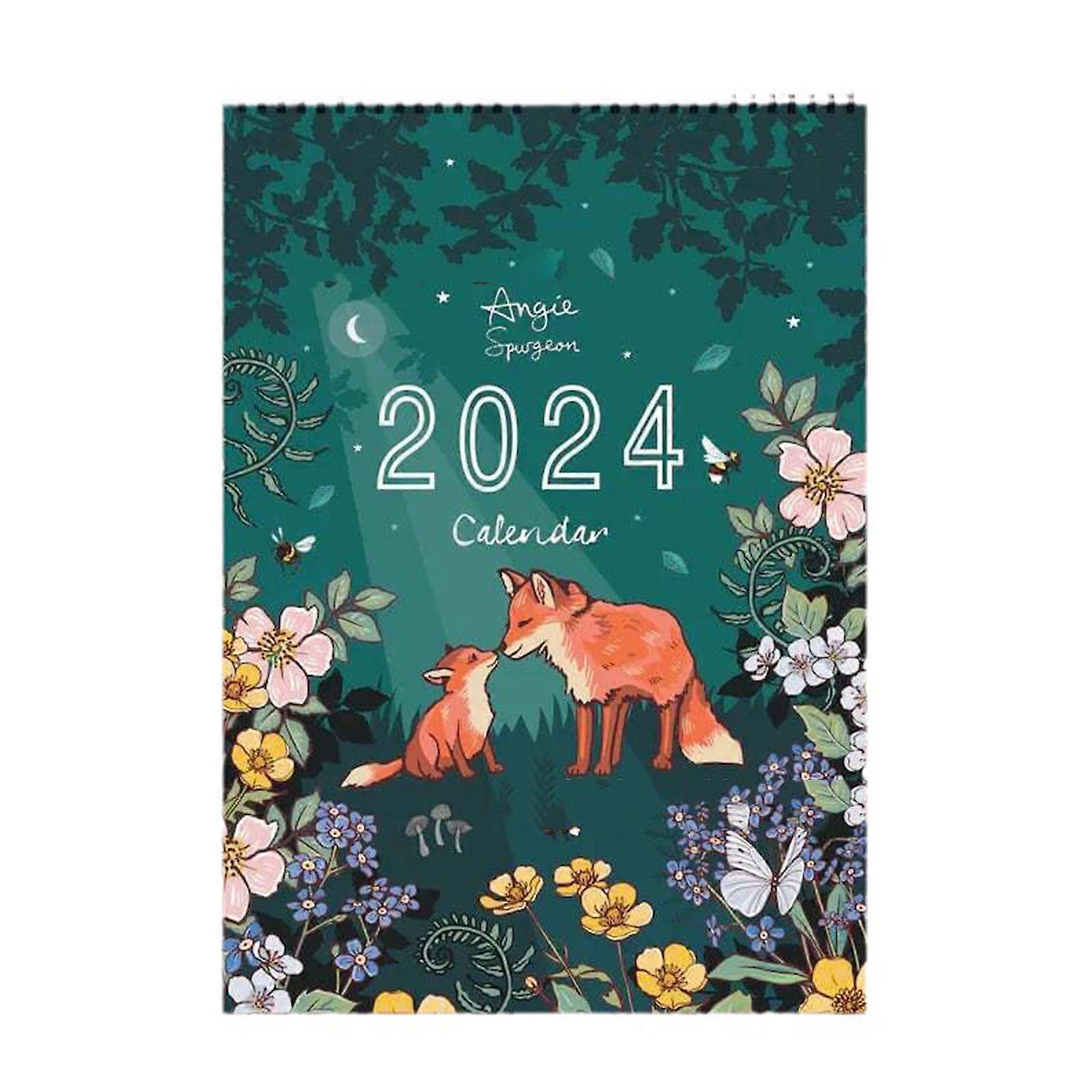 2024 Nature Wildlife Wall Calendar Twin-Wire Binding Hanging Calendar Unruled Blocks for Notes Memo, and Appointment