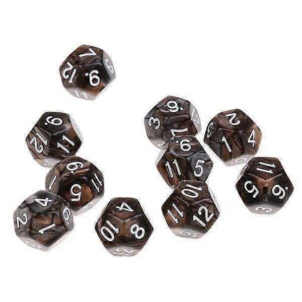 10x10pcs 12 Sided Dice D12 Polyhedral Dice for Dungeons and Dragons Table Games Coffee Gray