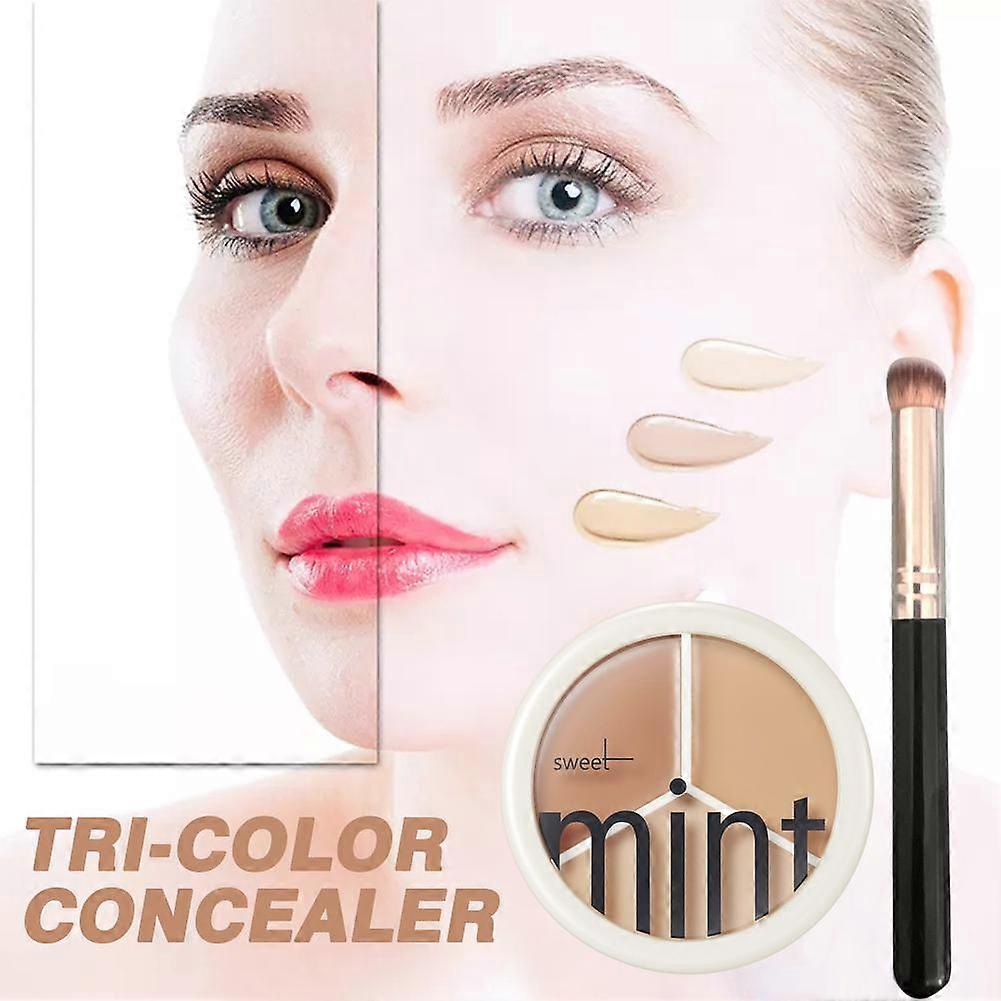 Tricolor concealer (A)$Tricolor concealer with multiple colors to cover spots, acne marks and dark circles
