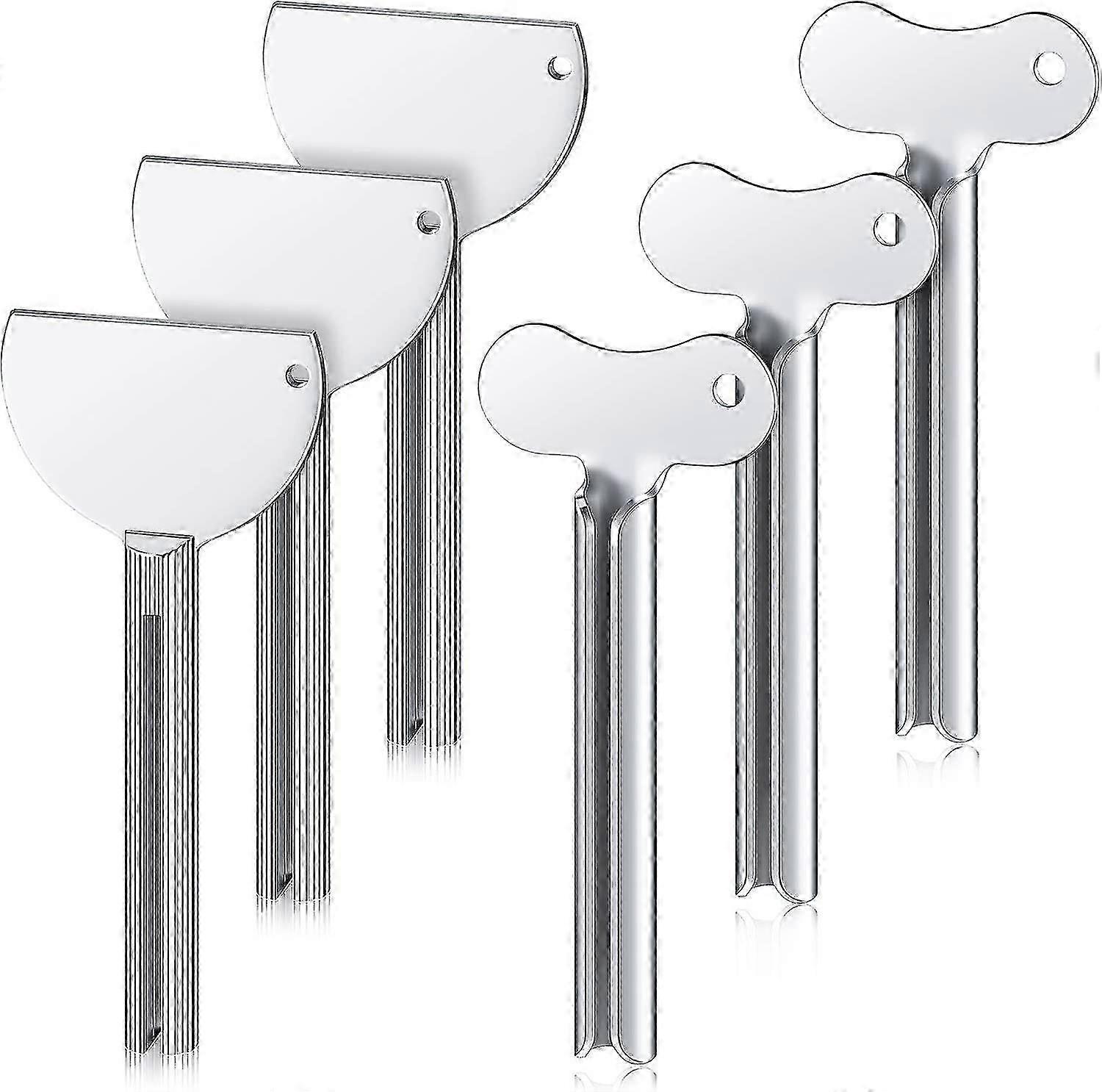 6 Pack Stainless Steel Toothpaste Squeezer Tube Roller Key (Silver)