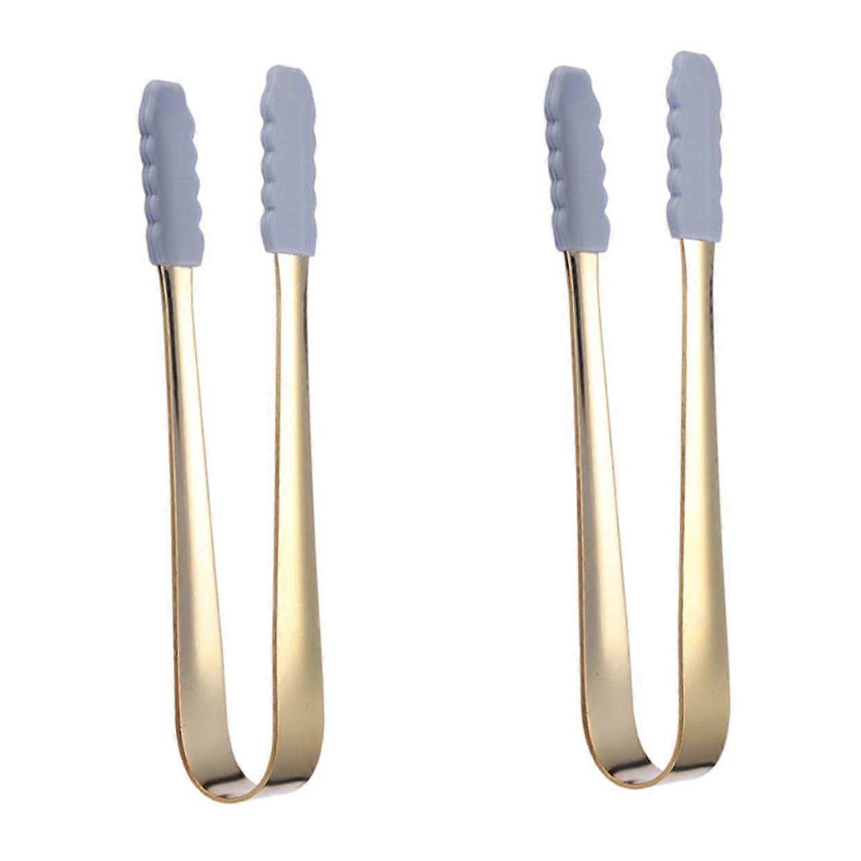 2 pieces food clip sugar cube tongs with silicone head nonslip and durable for ice cubes and multifunctional for daily use