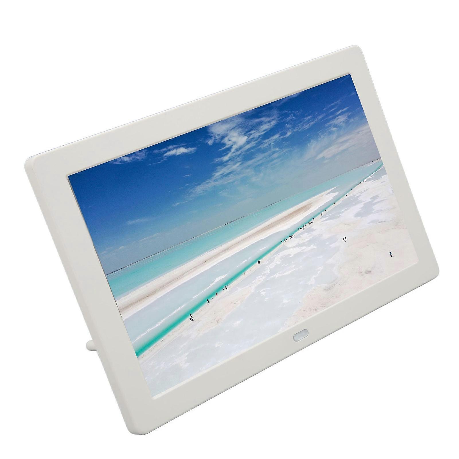 8 Inch Digital Photo Frame 1280x800 HD IPS Display Support Screen Switching USB and Storage Card Slots Digital Picture Frame 100‑240V White US Plug