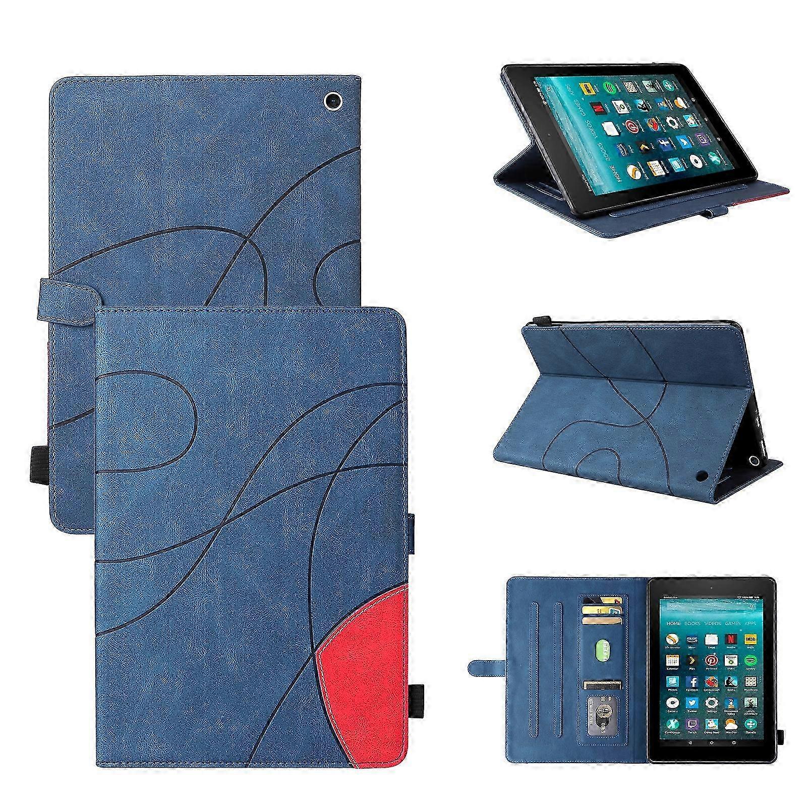 For Amazon Fire HD 10 2021 Dual-color Splicing Horizontal Flip PU Leather Case with Holder & Card Slots & Sleep / Wake-up Function 2025