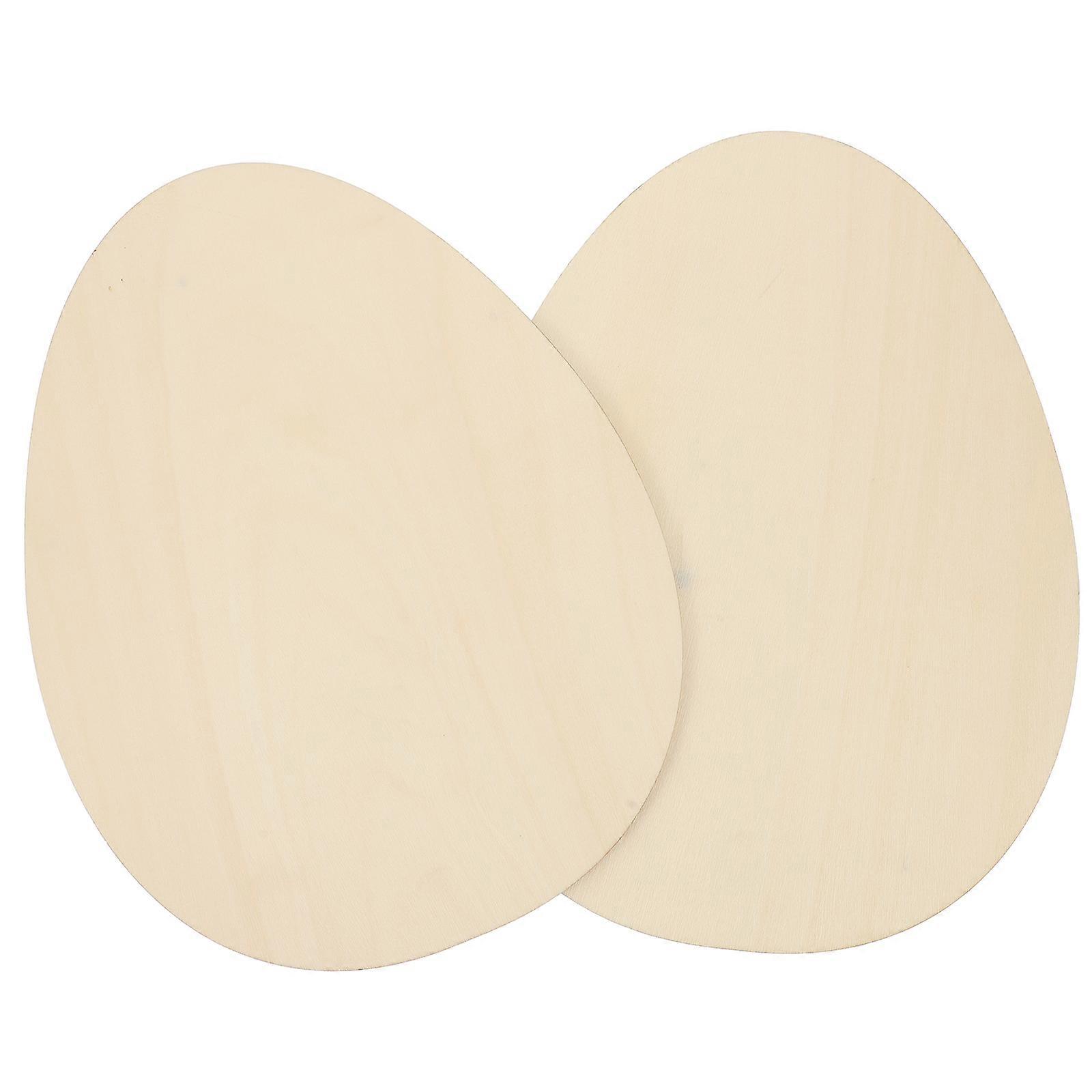 Decorative Eggs Light Yellow Unfinished Wood Cutouts For Childrens Room Diy Projects 2Pcs