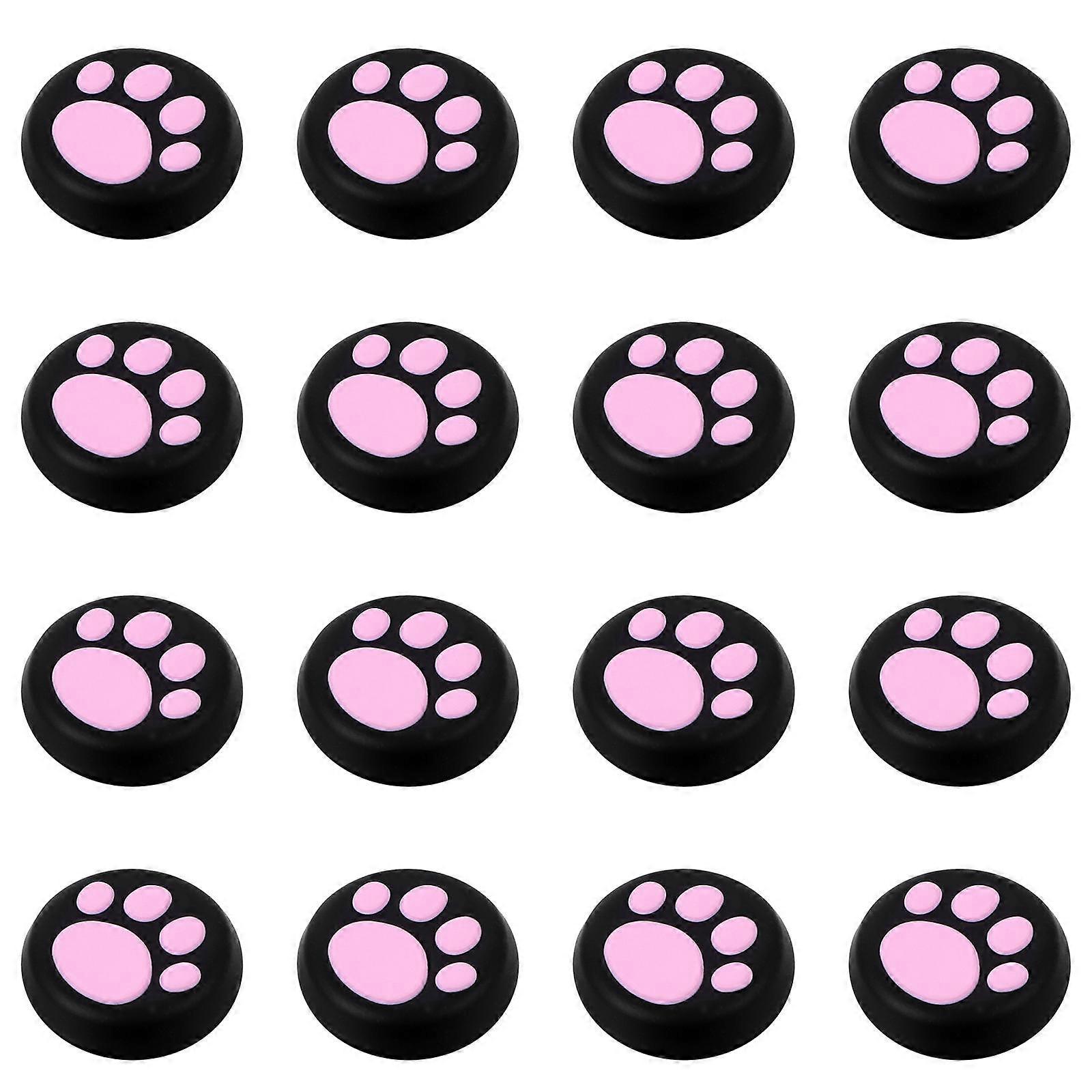 Pink Silicone Protection Caps for Game Pad Joysticks with Cat Claw Design 16pcs