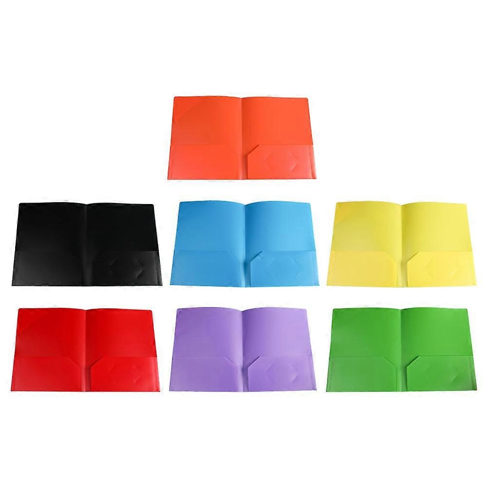 Plastic File Folder Dual Pockets Document Organization Office Supplies Rectangular 7Pcs
