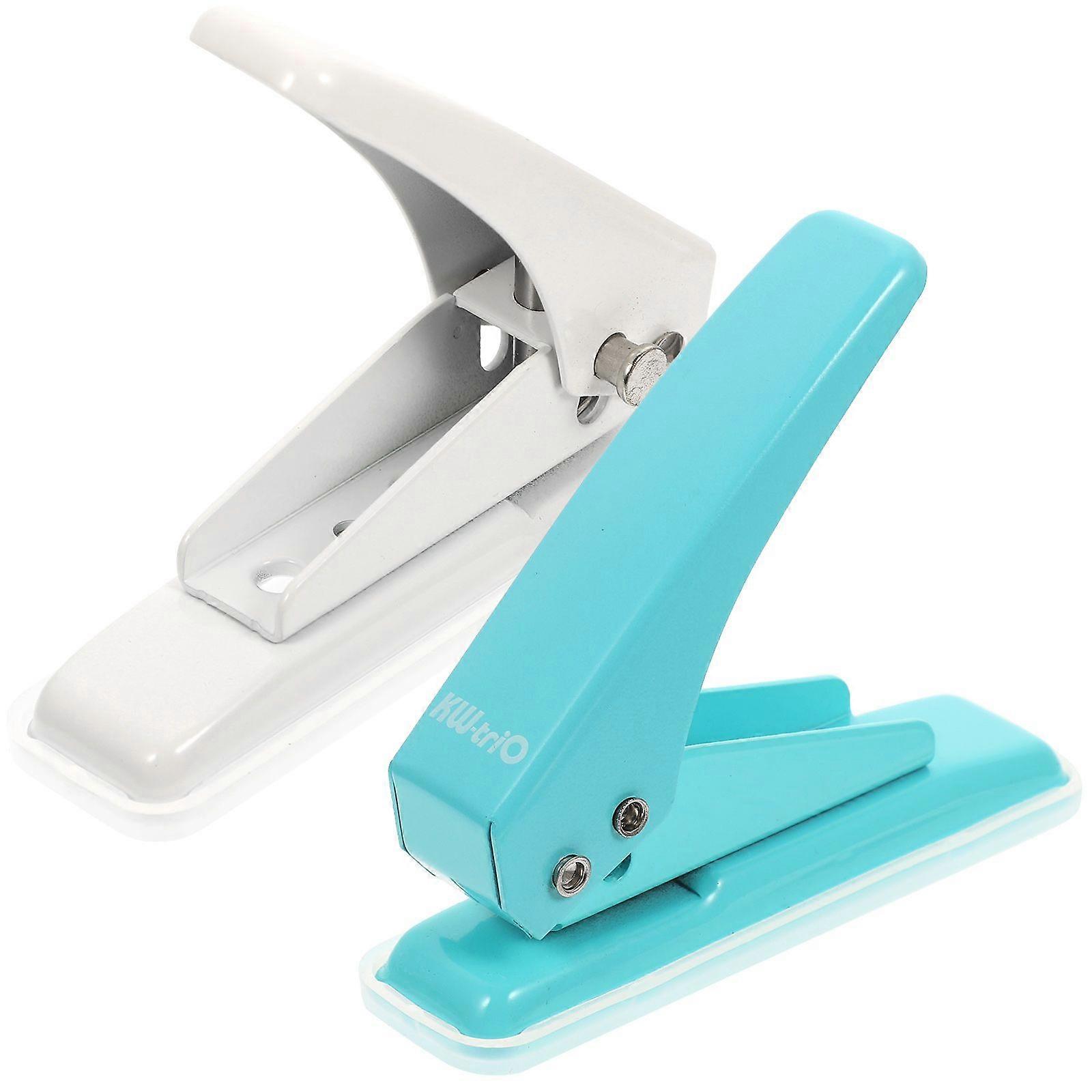 2pcs Paper Hole Punch Single Hole Puncher For Crafts Handheld Circle Hole Punch for Loose-leaf Paper Random Color