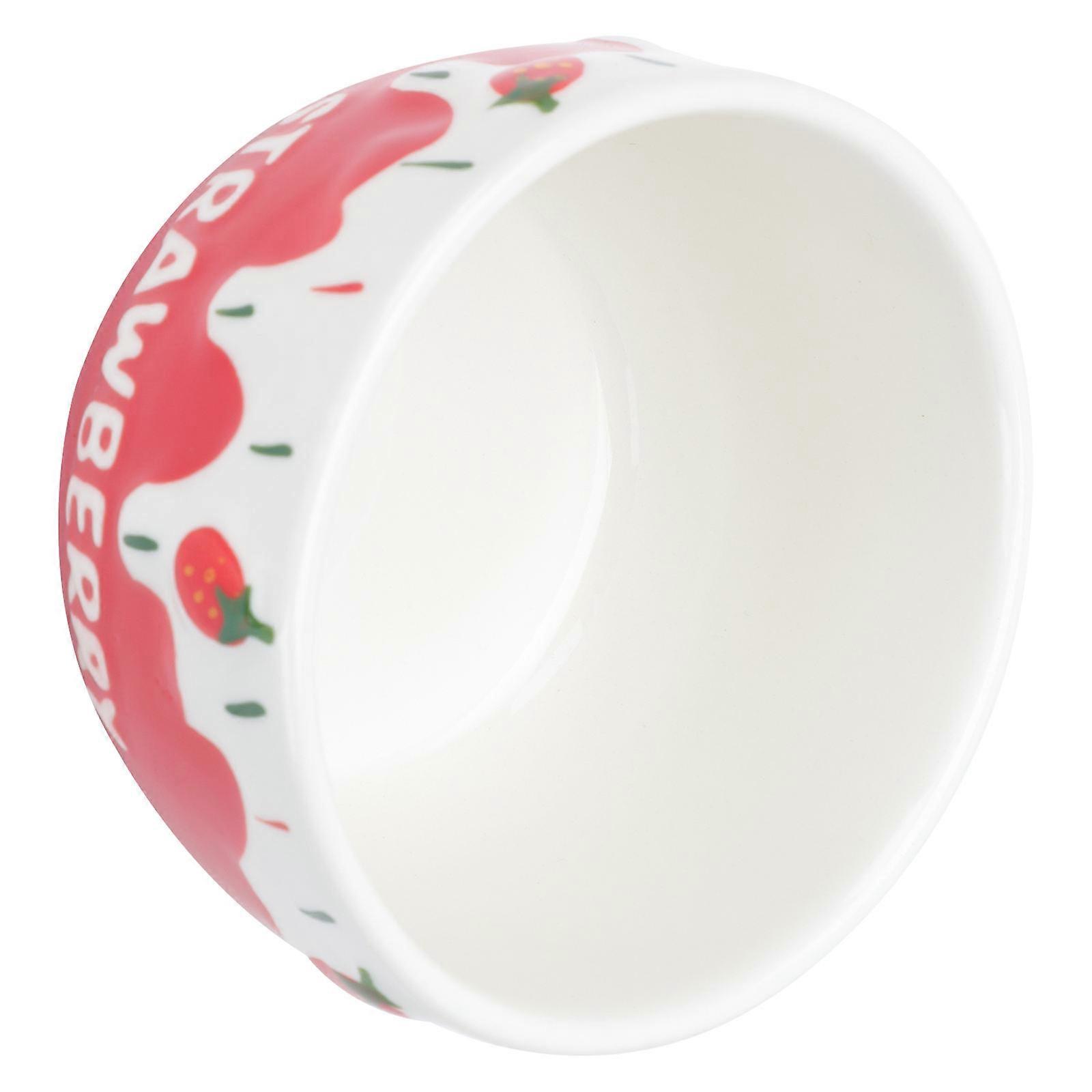 Fruit Serving Bowl Strawberry Design For Household Users In Kitchen Round Shape Ceramic 1Set