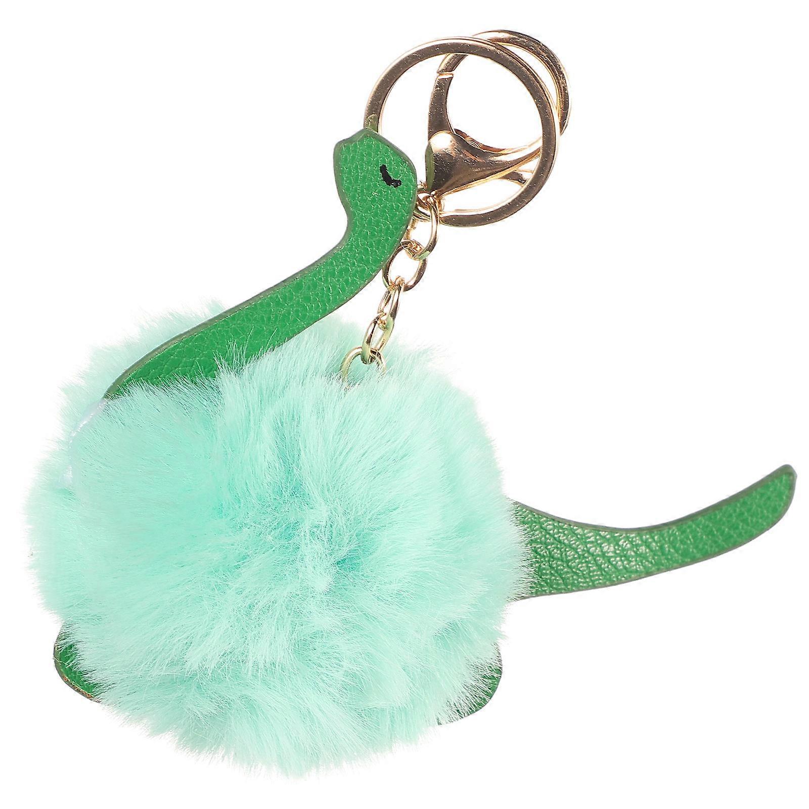 Keychain Decoration Dinosaur Plush Ball Key Ring Holder Car Decor Women Green 1Set
