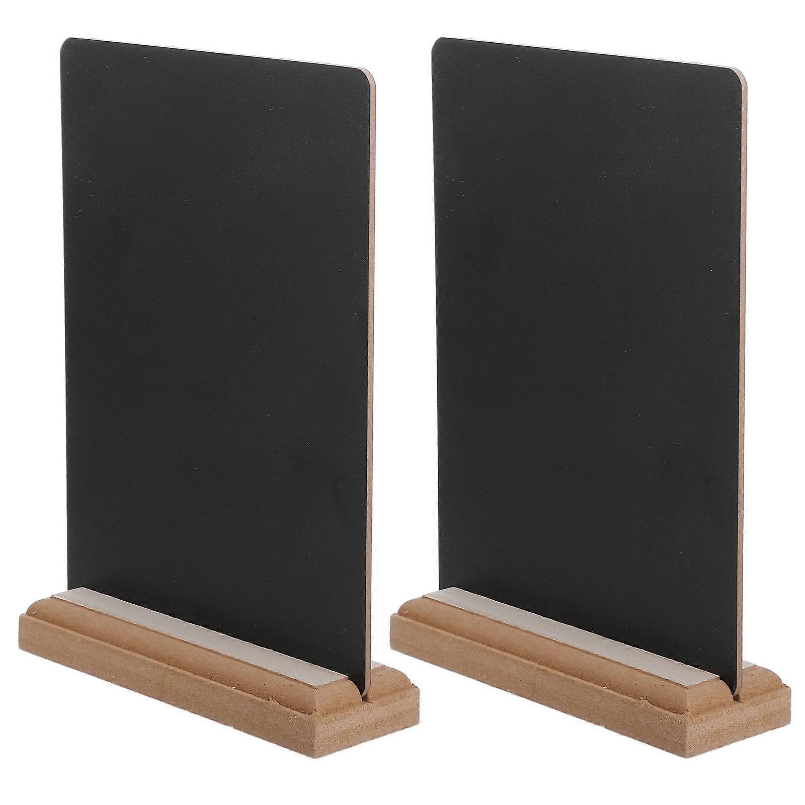 2pcs Mini Chalkboard Signs with Wooden Stand, Double Sided Blackboard for Teachers, Students, Business Menus, and Message Boards, Portable Lightweight