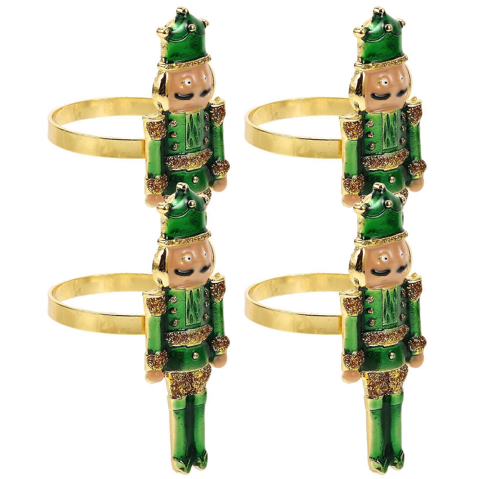 a polished and engaging product description for your **4pcs Nutcracker Napkin Buckles Christmas Themed Table Napkin Rings / Festive Clips for Holiday