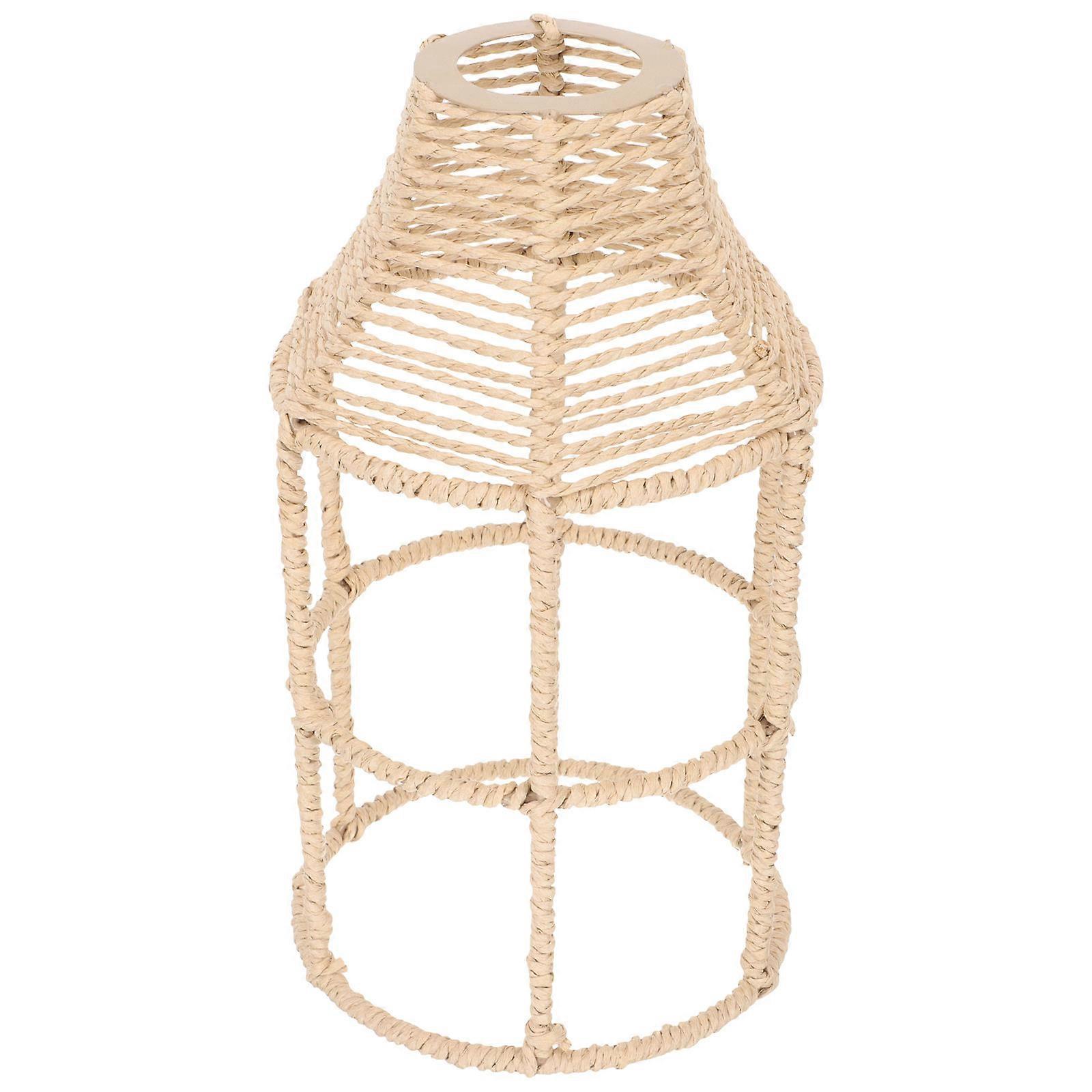 Handwoven Lamp Shade Woven Style Light Cover Indoor Use Beige 23.00X13.50X13.50CM Decorative Diffused Lighting 1Set