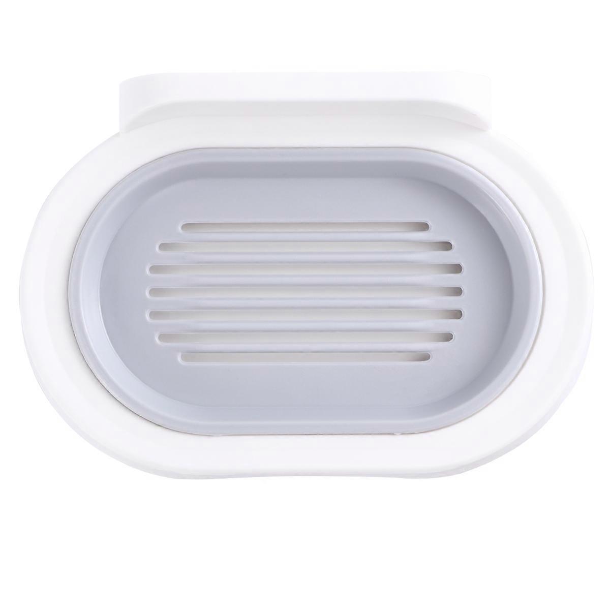 Bathroom Soap Rack Punch-Free Delicate White 16.6x10.6cm PP Material With Attached Hook Design For Kitchen And Bathrooms 1Pack