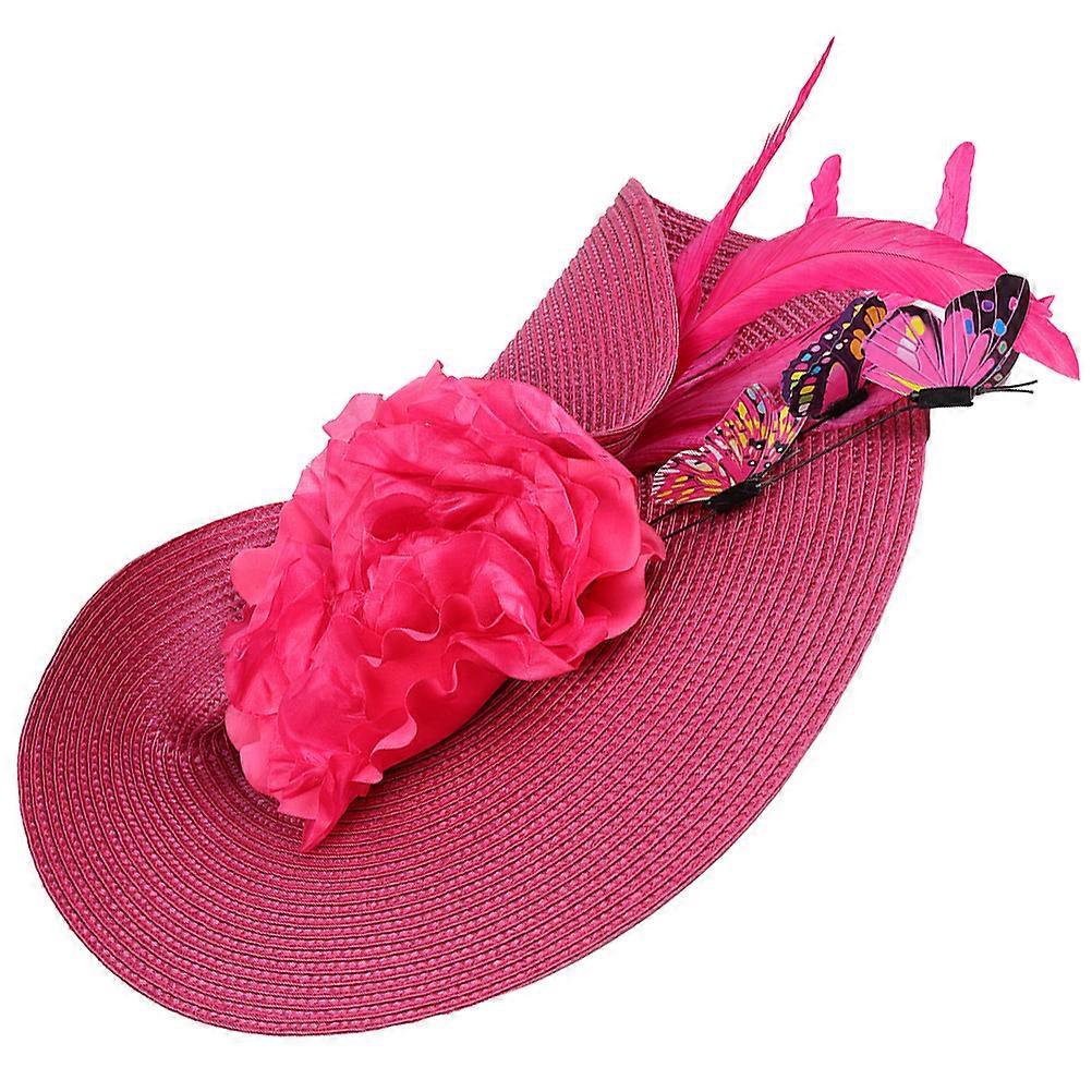 Banquet Headwear Fascinator Hat Women Bridal Wreath Butterfly Decoration Stage Performance 38x27x8cm 1Pcs