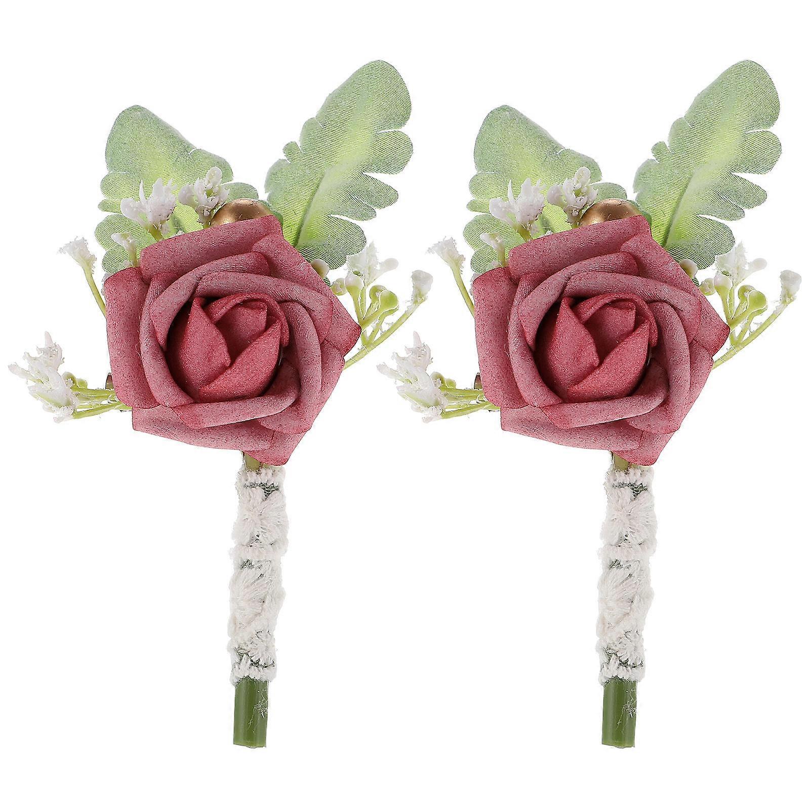 a polished product description for your item:
**2pcs Rose Boutonnieres for Men – Elegant Artificial Wedding Corsages with Realistic Design for
