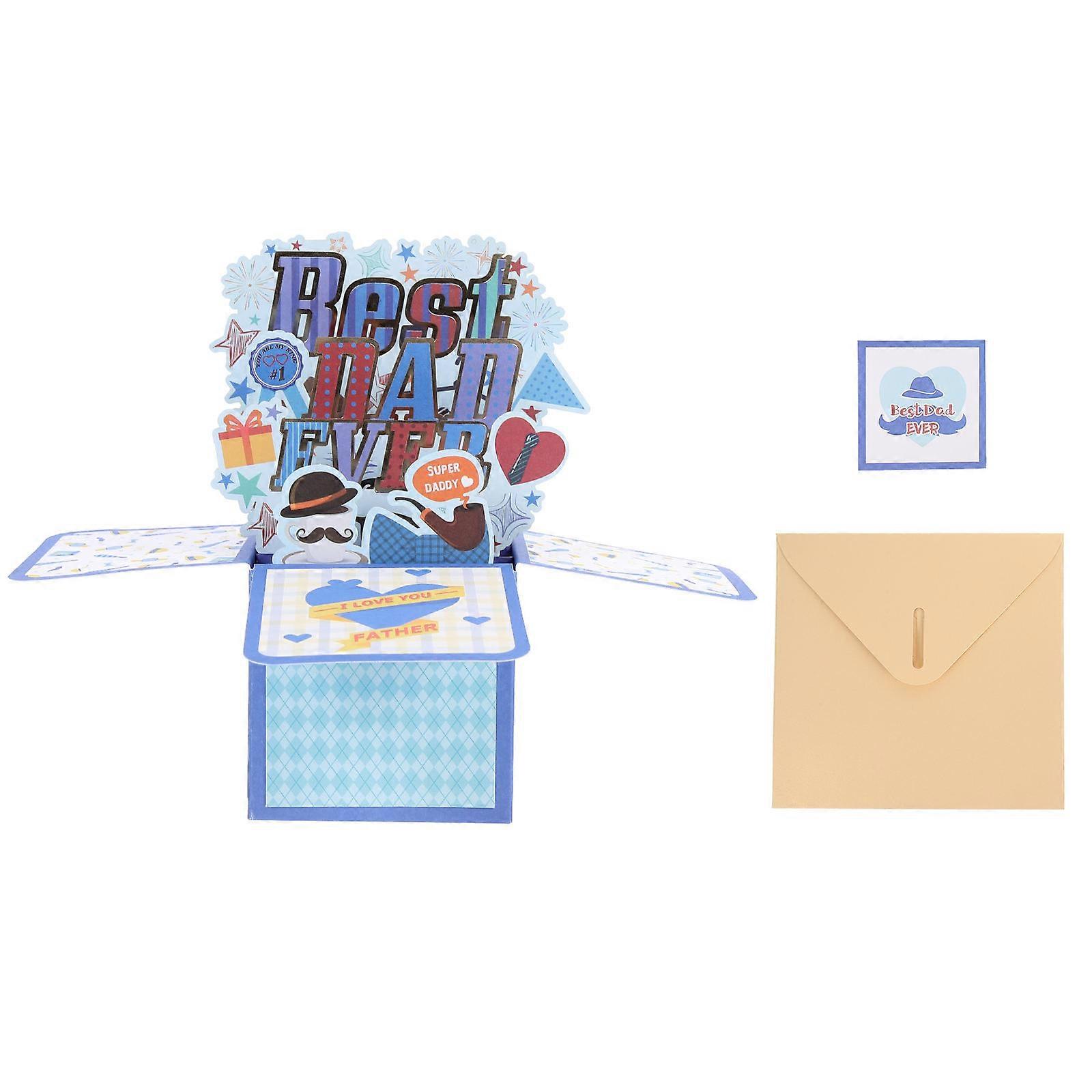 Pop Up Father's Day Greeting Card Premium Paper with Warm Design for Thanksgiving, Birthday & Holiday Wishes