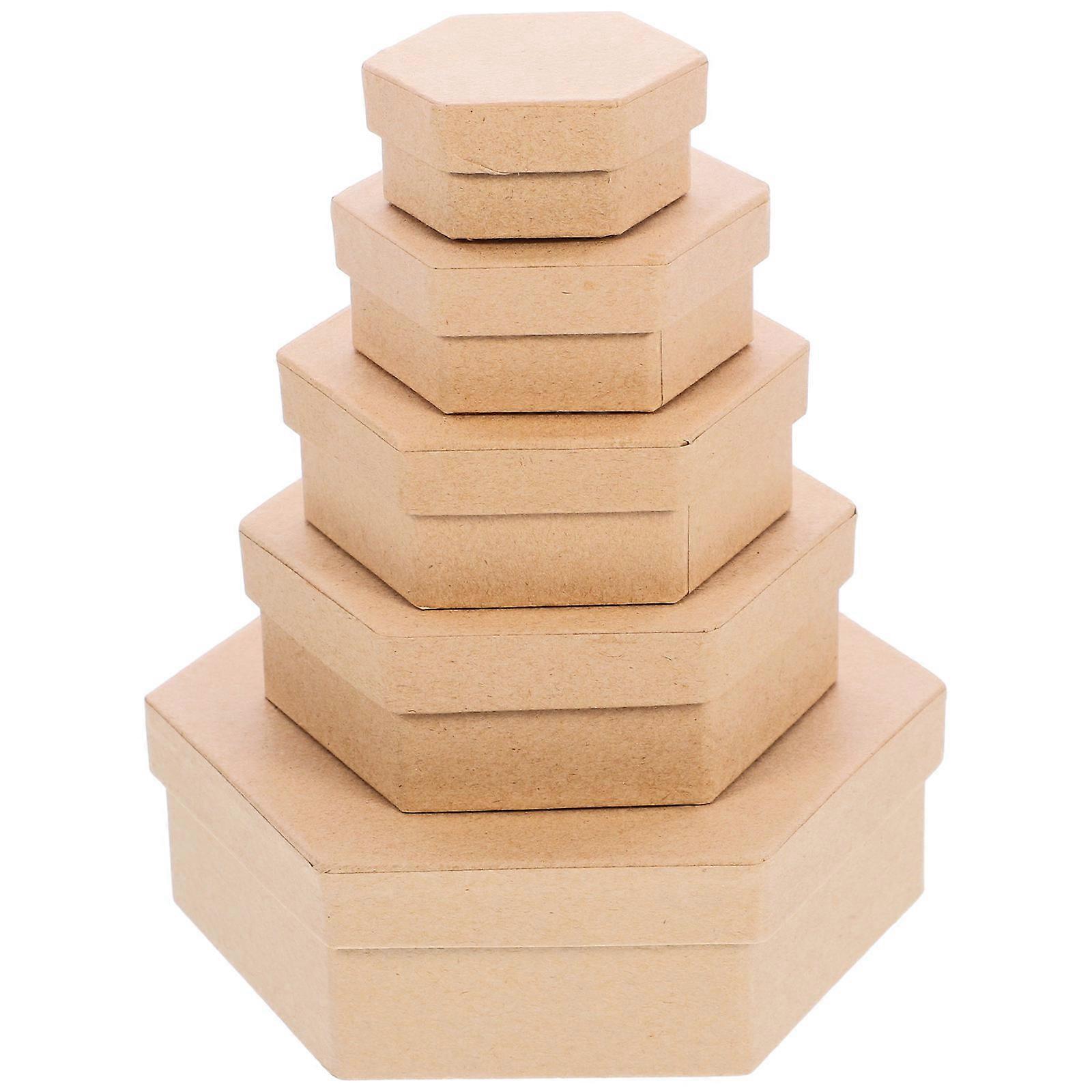 Boxes For Presents present Boxes Packaging Wedding Light Brown Hexagonal Diy Painting 5Pcs