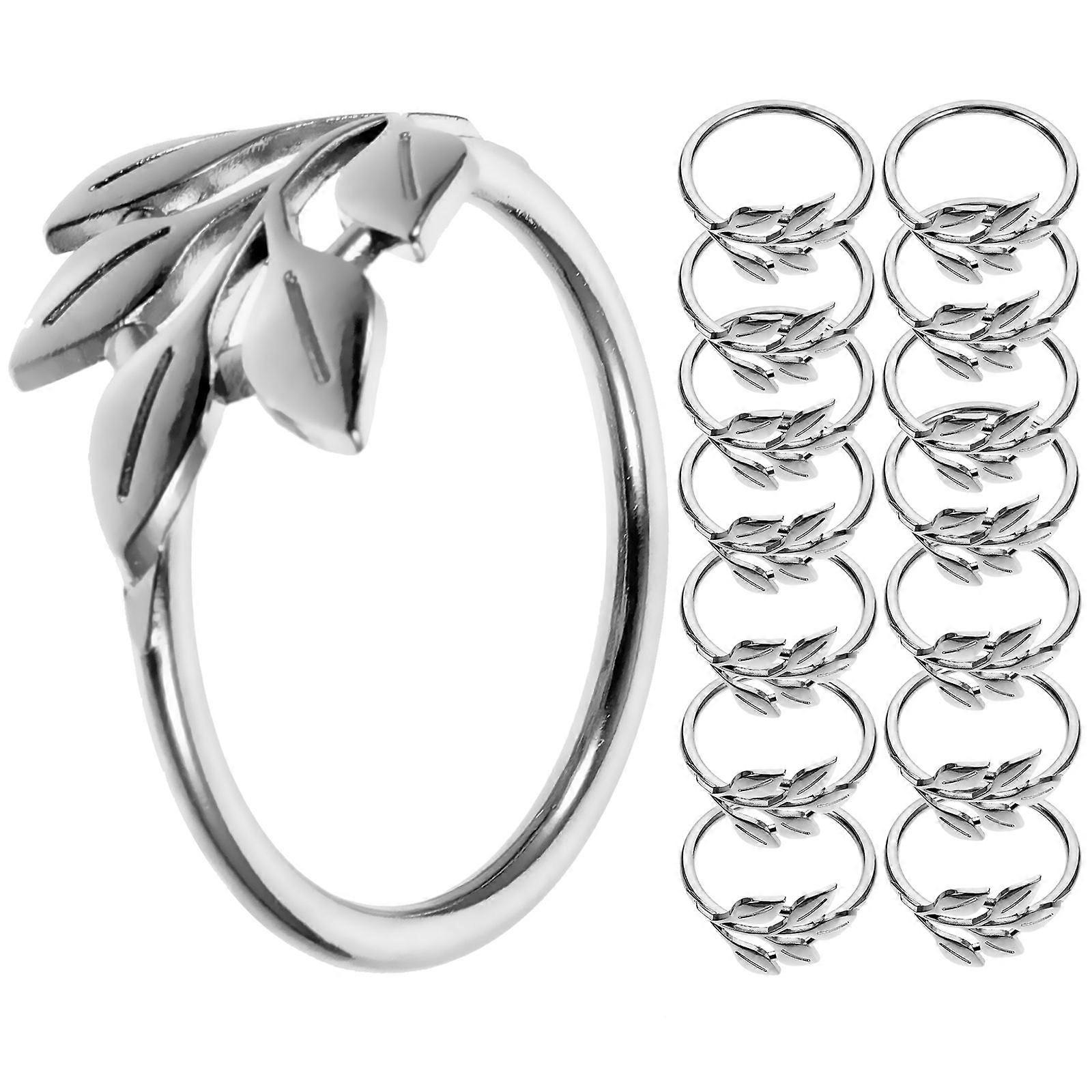 Practical Napkin Rings Metal Napkin Ring Leaf Design Table Decoration Silver 4.20X4.20X2.50CM Dining Table Accessories 20Set