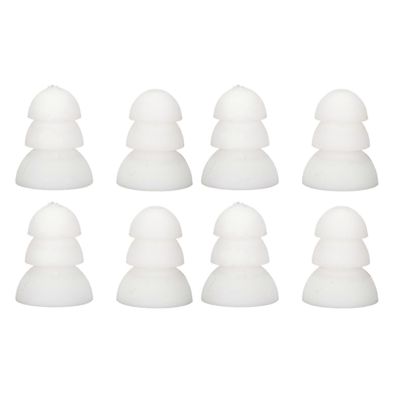 8 Pack 3-Layer Soft Silicone Replacement Eartips for BTE ITE Hearing Aids, White
