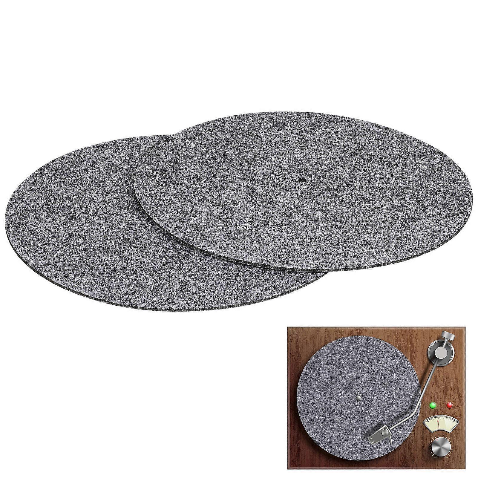 2 Pcs Felt Turntable Mats for Vibration Dampening & Slip Resistance Enhances Sound Quality, Scratch Protection, Compatible with All Vinyl Records