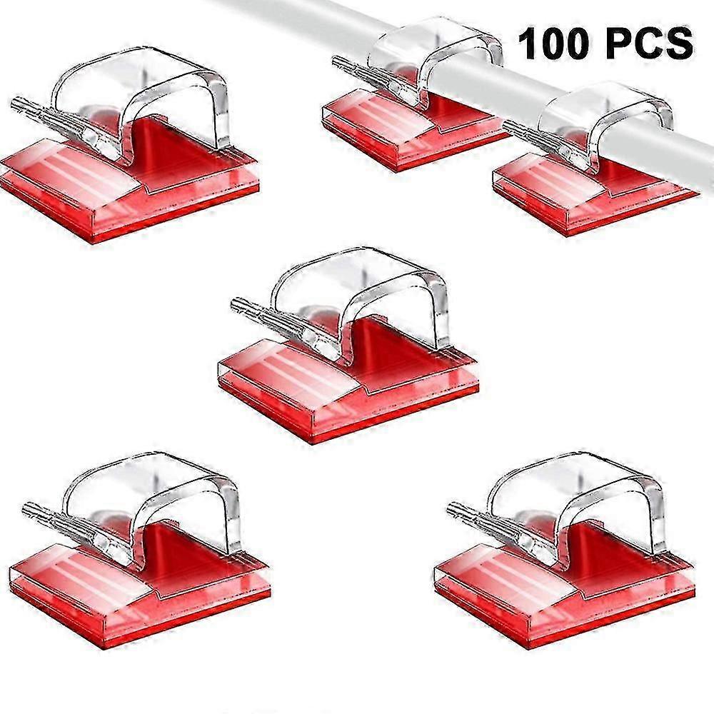 100pcs قابل للتعديل كابل إدارة المقاطع، لاصق كابل المنظمين لزجة سلك كليب حامل للتلفزيون PC إيثرنت كابل تحت مكتب الجدار المكتب المنزلي