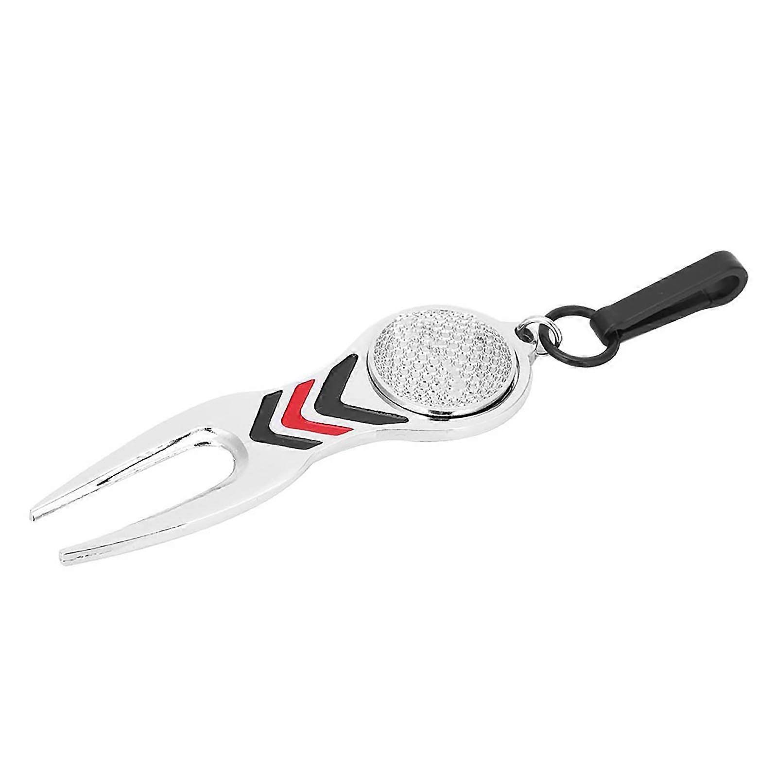 Portable 5 × 4 × 3 Metal Pitchfork Tool with Removable Ball Marker, Golf Accessory