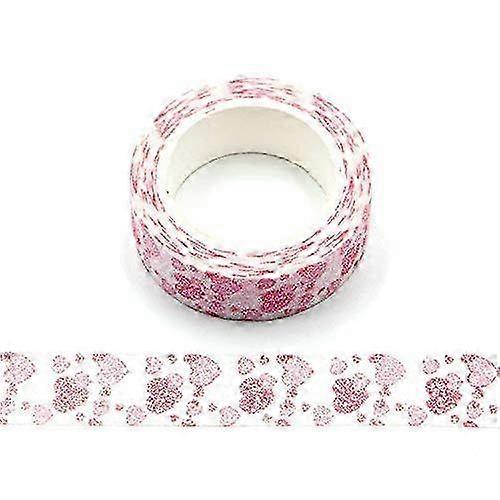 15mm x 3 Meters Glitter Washi Tape with Sparkly Red and Pink Hearts