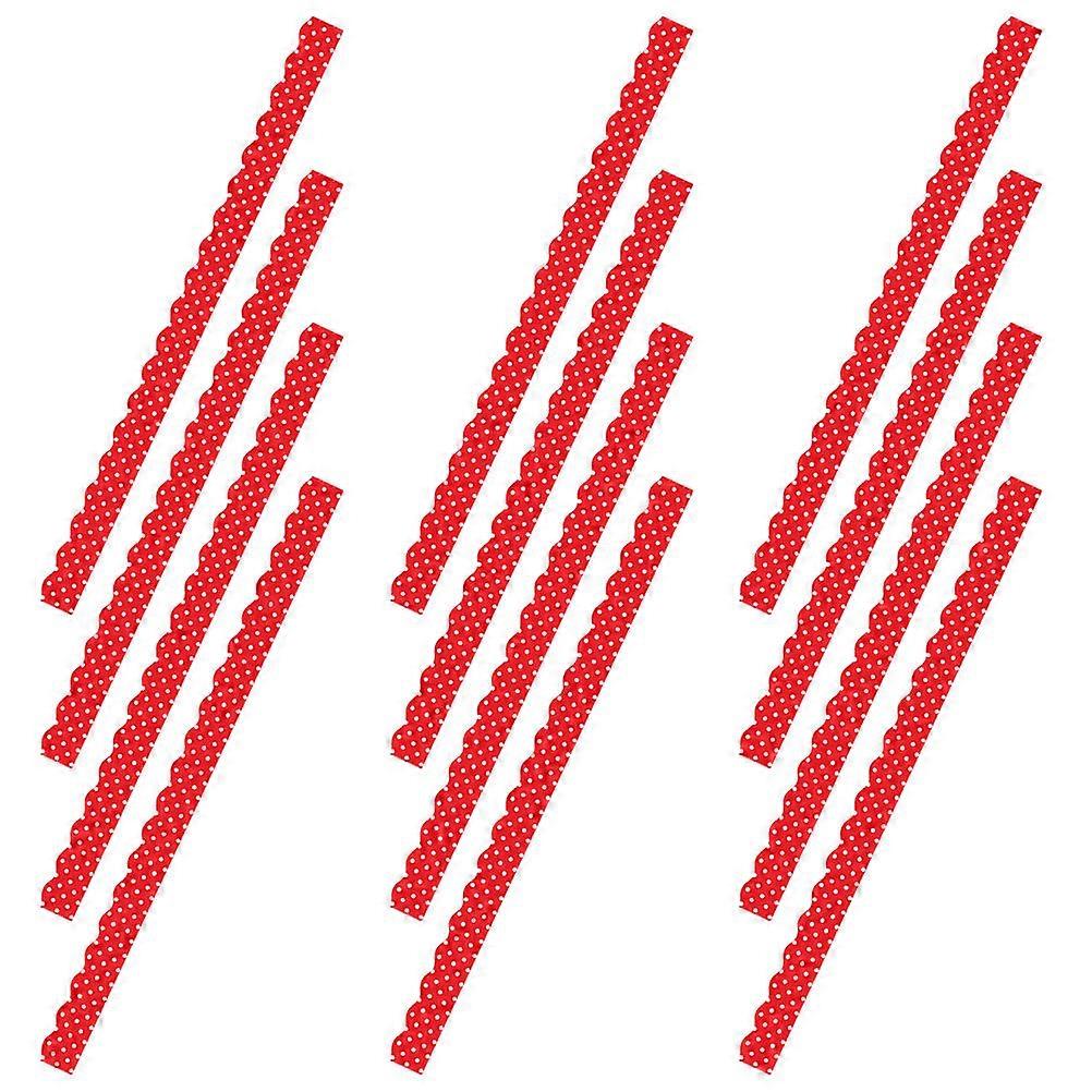Border Trim Strips Bulletin Board Decorations Diy Office Decoration Teens Red 61.00X3.80X0.10CM 12Pcs
