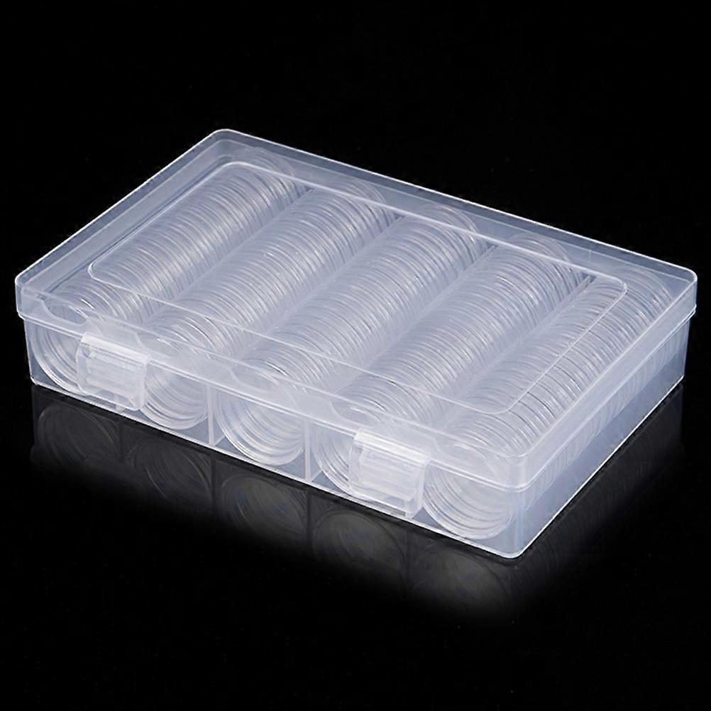 Portable Storage Box For Coin Capsules Holder Clear Coin Organizer Transparent Round 18.5*12cm 1Set