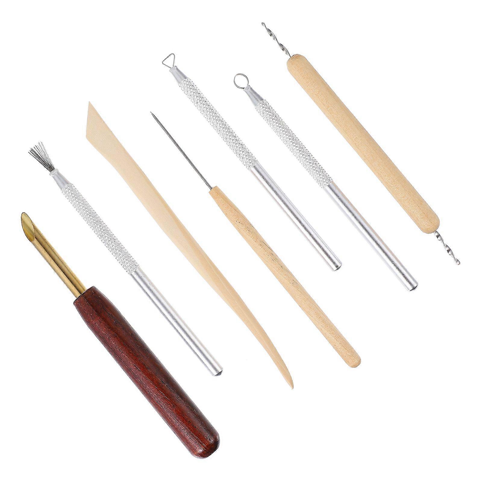 Pottery Tool Polymer Clay Tools Pottery Modeling Supplies Scraping Brushing 7Pcs