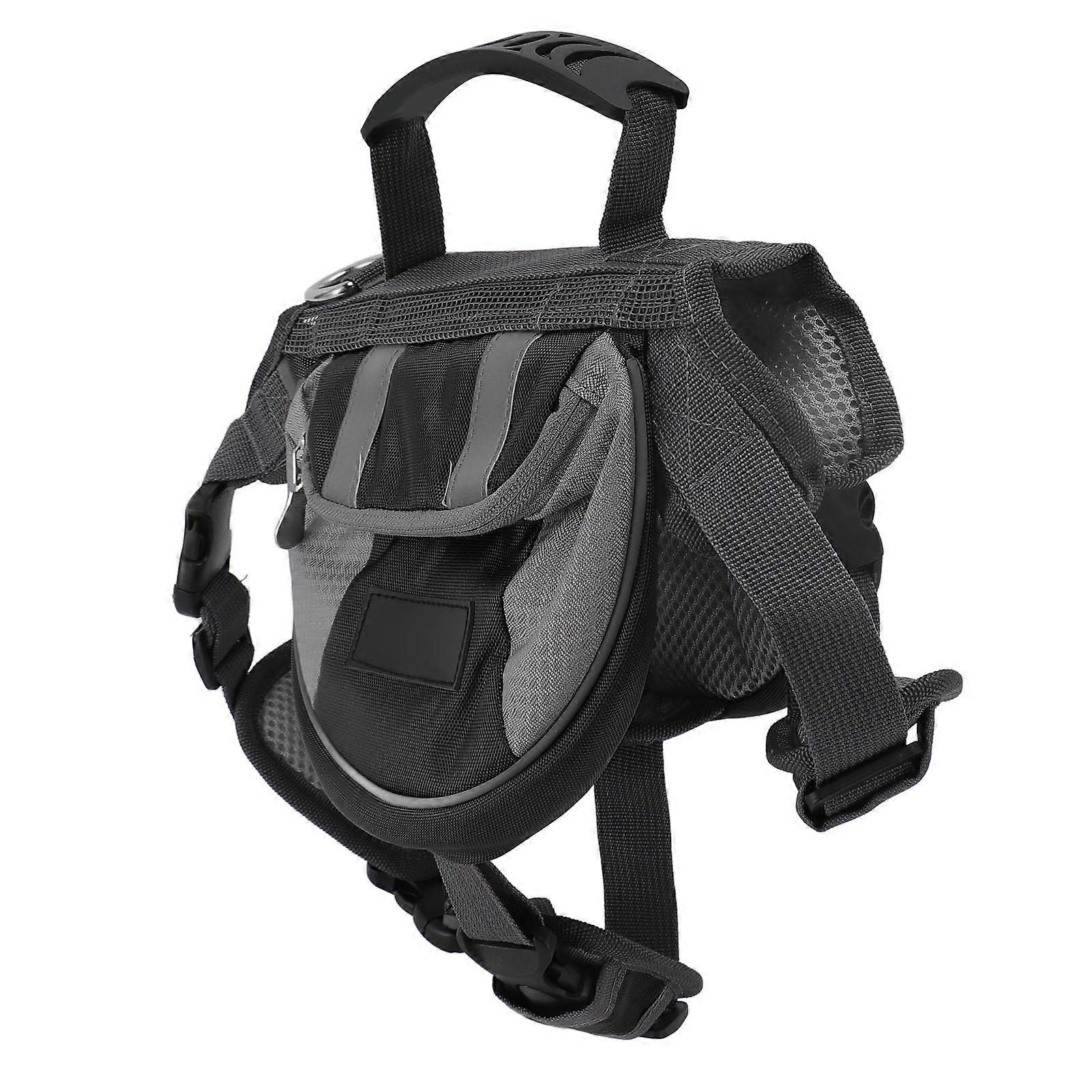 Dog Backpack Saddle Bag with Reflective Stripe Large Capacity Multifunction Dog Harness Saddlebag for Camping Travel Hiking Black
