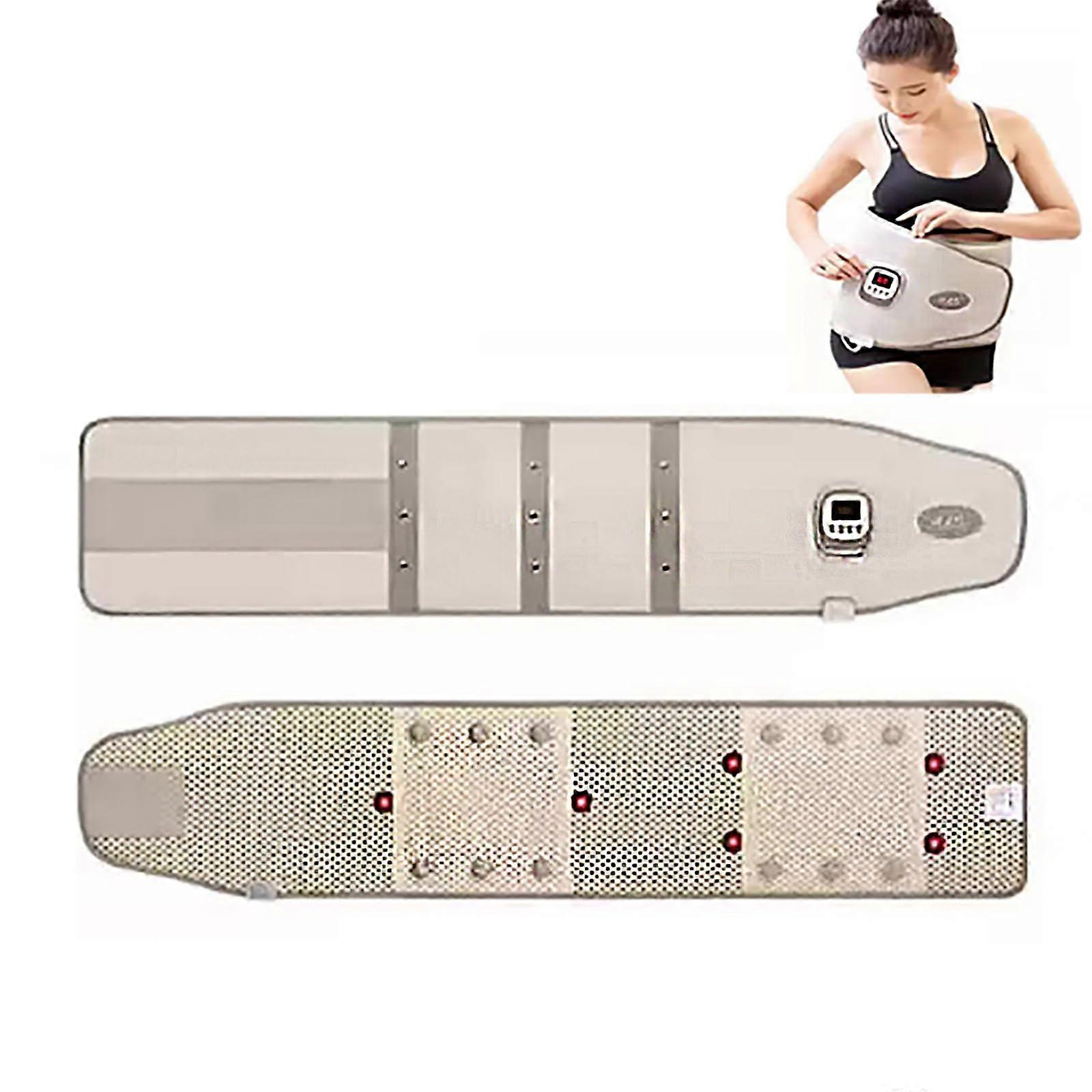 Extra Long Heated Vibration Belt with 12 Energy Stones, Adjustable Spine Support for Back Pain Relief