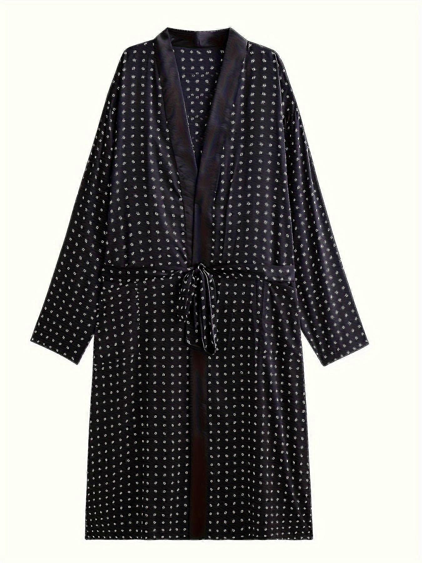 New Trendy Plus-size Men's Nightgowns for Summer, Polka Dot Sleep Robe