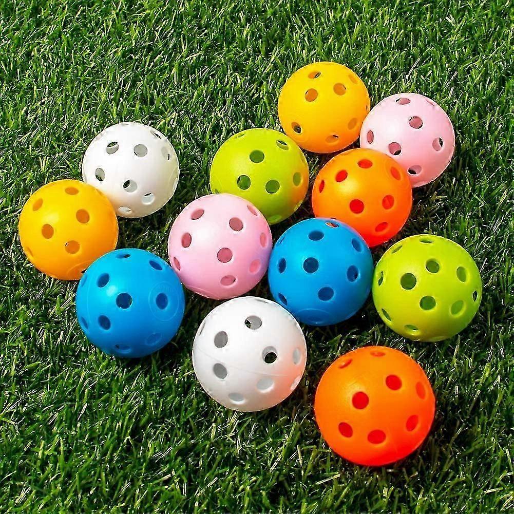 Airflow Golf Practice Balls - 12pc Colourful Plastic Training Set for Beginners