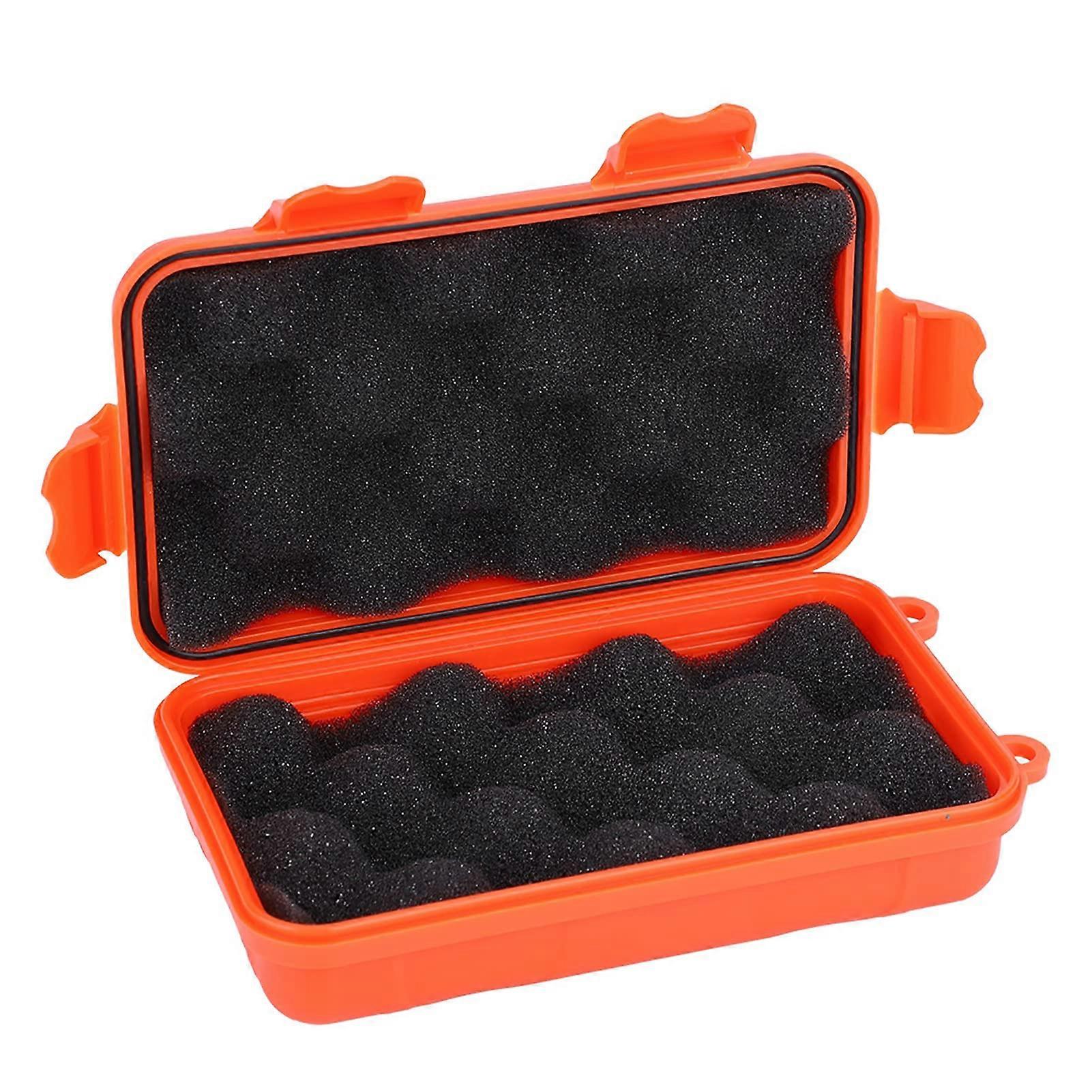 Waterproof Survival Case Small, EDC Outdoor Storage Box, Dustproof Sealed Pressure-Proof Box, Orange Color